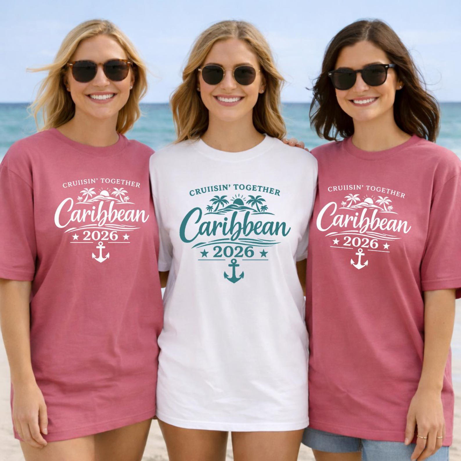 Custom Name Sleeve Cruise Shirt, Caribbean Cruise 2026 Tee, Personalized Cruisin Together Shirt, Name on Sleeve Vacation Outfit, Cruise Gift 4