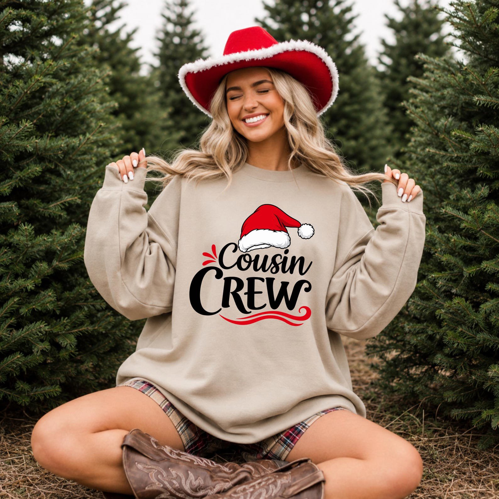 Cousin Crew Christmas Sweatshirt, Matching Family Pajama Top, Holiday Squad Vacation Outfit 1
