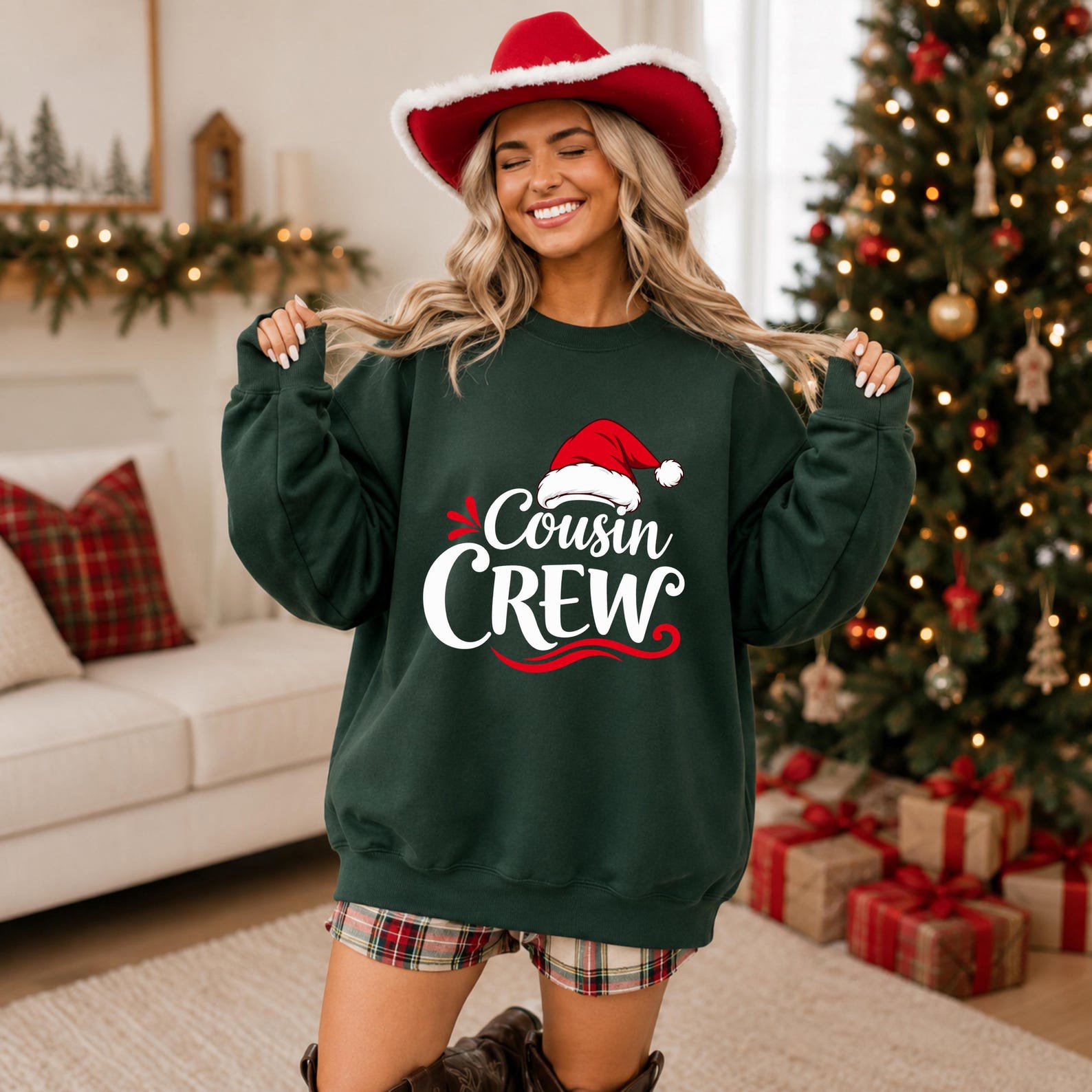Cousin Crew Christmas Sweatshirt, Matching Family Pajama Top, Holiday Squad Vacation Outfit 6