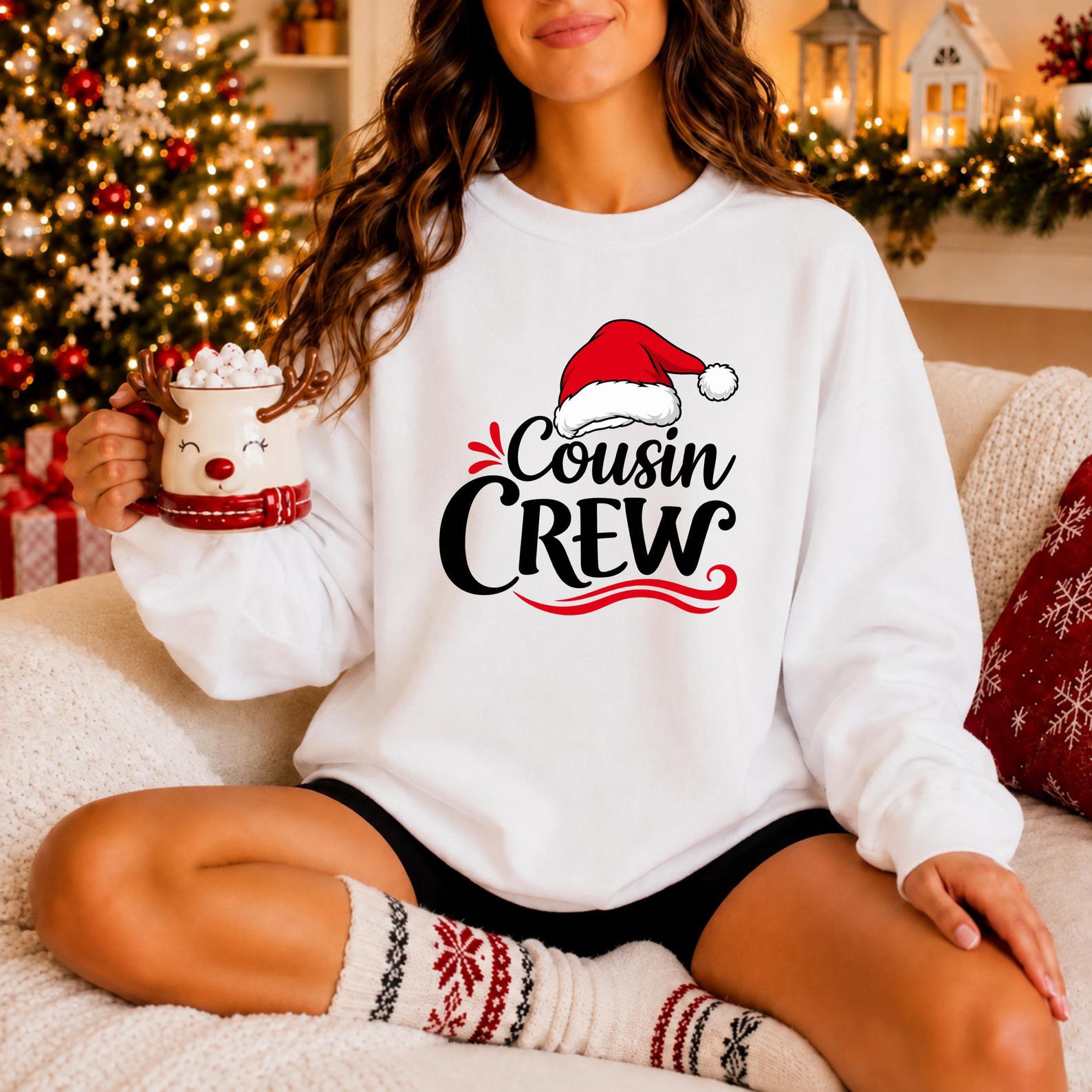 Cousin Crew Christmas Sweatshirt, Matching Family Pajama Top, Holiday Squad Vacation Outfit 7