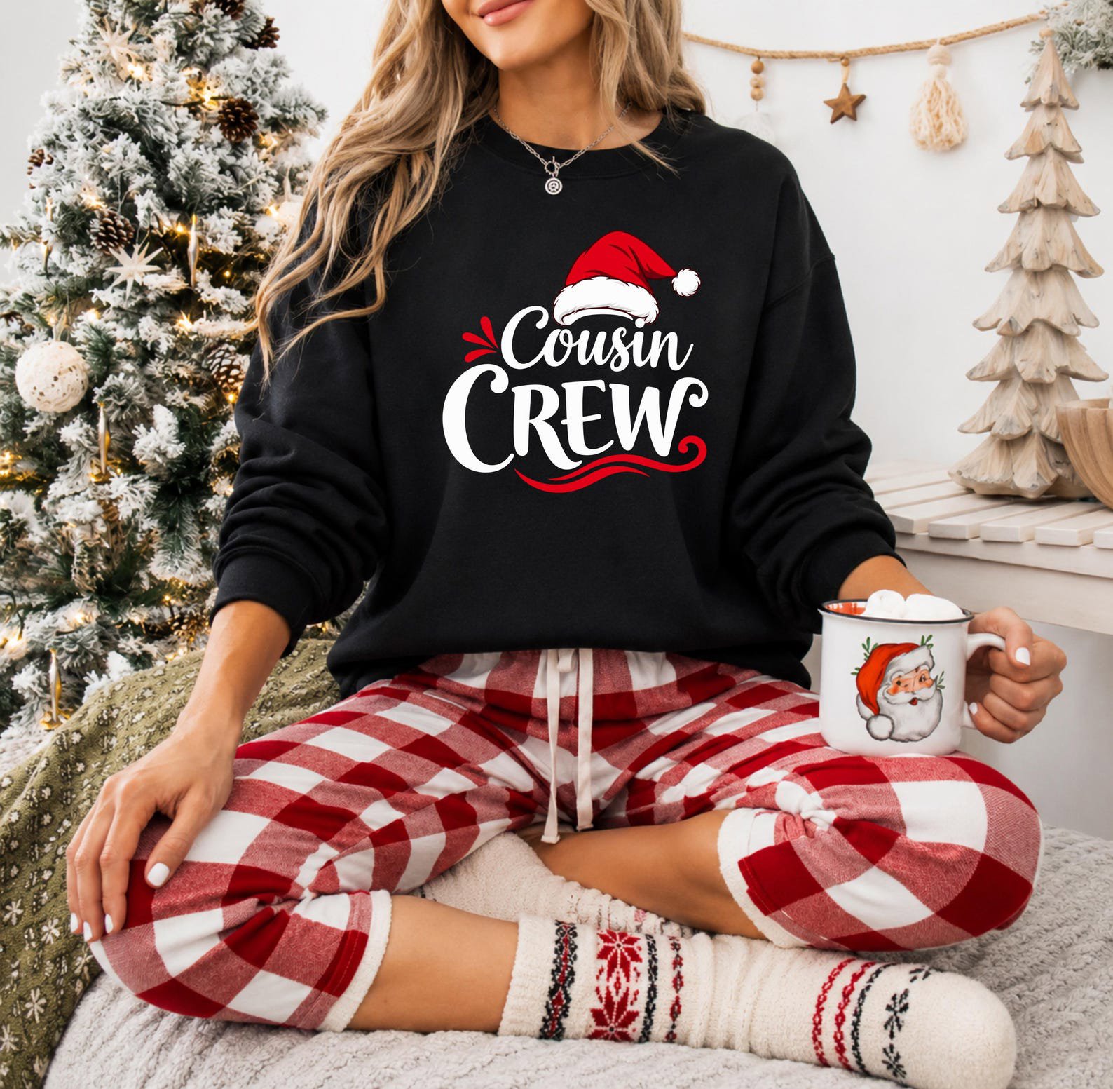 Cousin Crew Christmas Sweatshirt, Matching Family Pajama Top, Holiday Squad Vacation Outfit 8