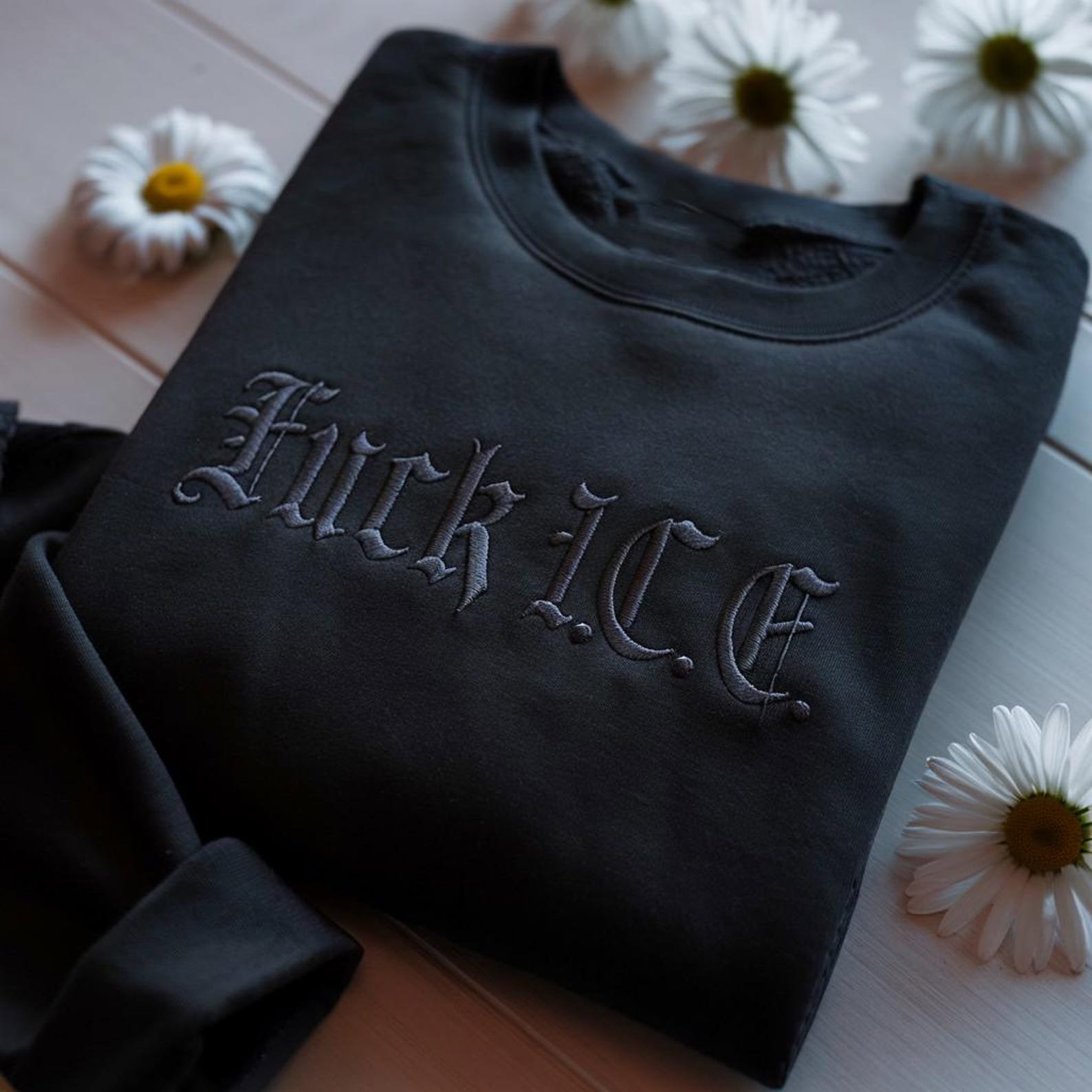 F*ck Ice Embroidered Sweatshirt, Civil Rights Activist Shirt, Social Justice Shirt, Immigration, Activist Protest, No Human is Illegal Shirt 1