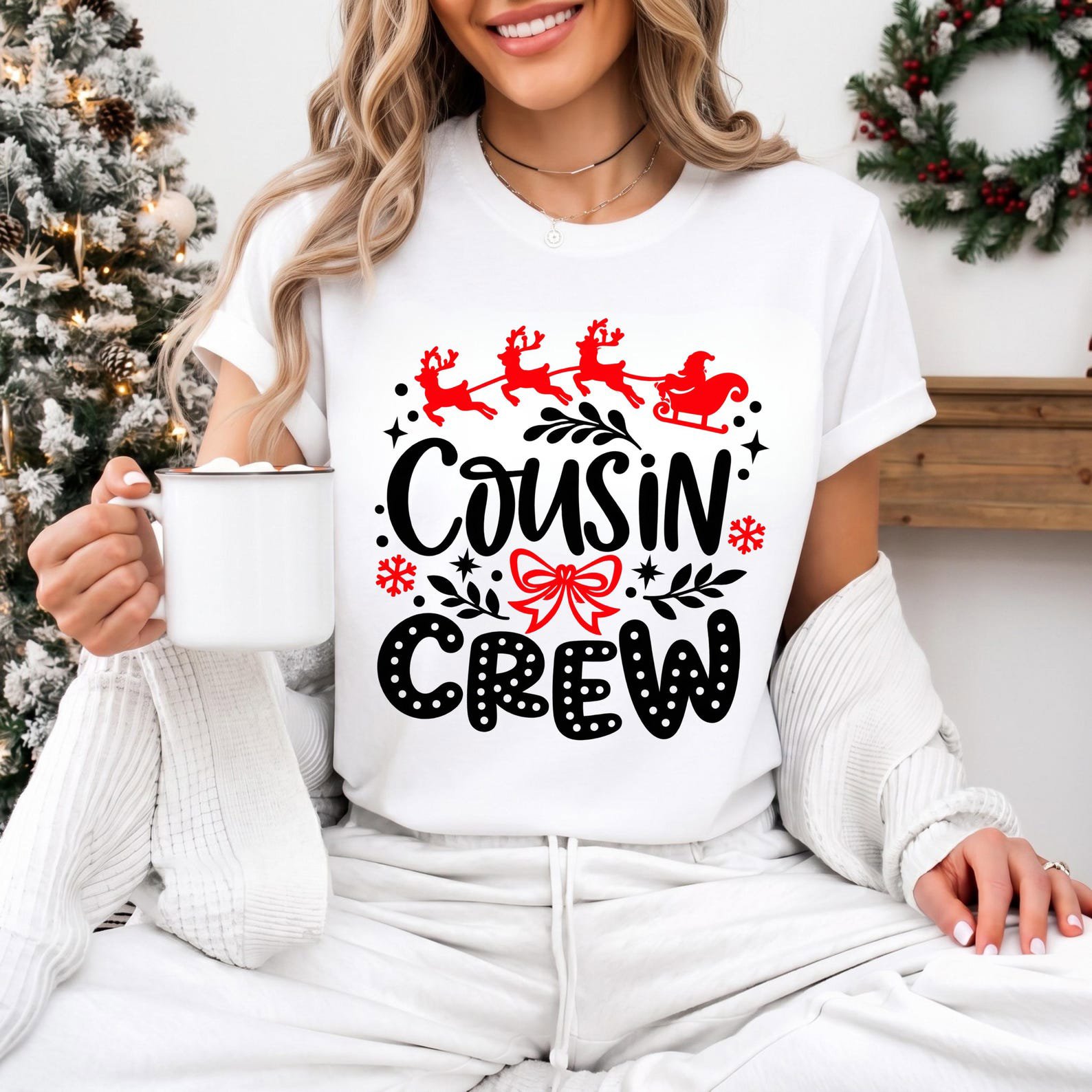 Cousin Crew Christmas Shirt, Matching Family Pajama Top, Holiday Cousin Squad Vacation Outfit