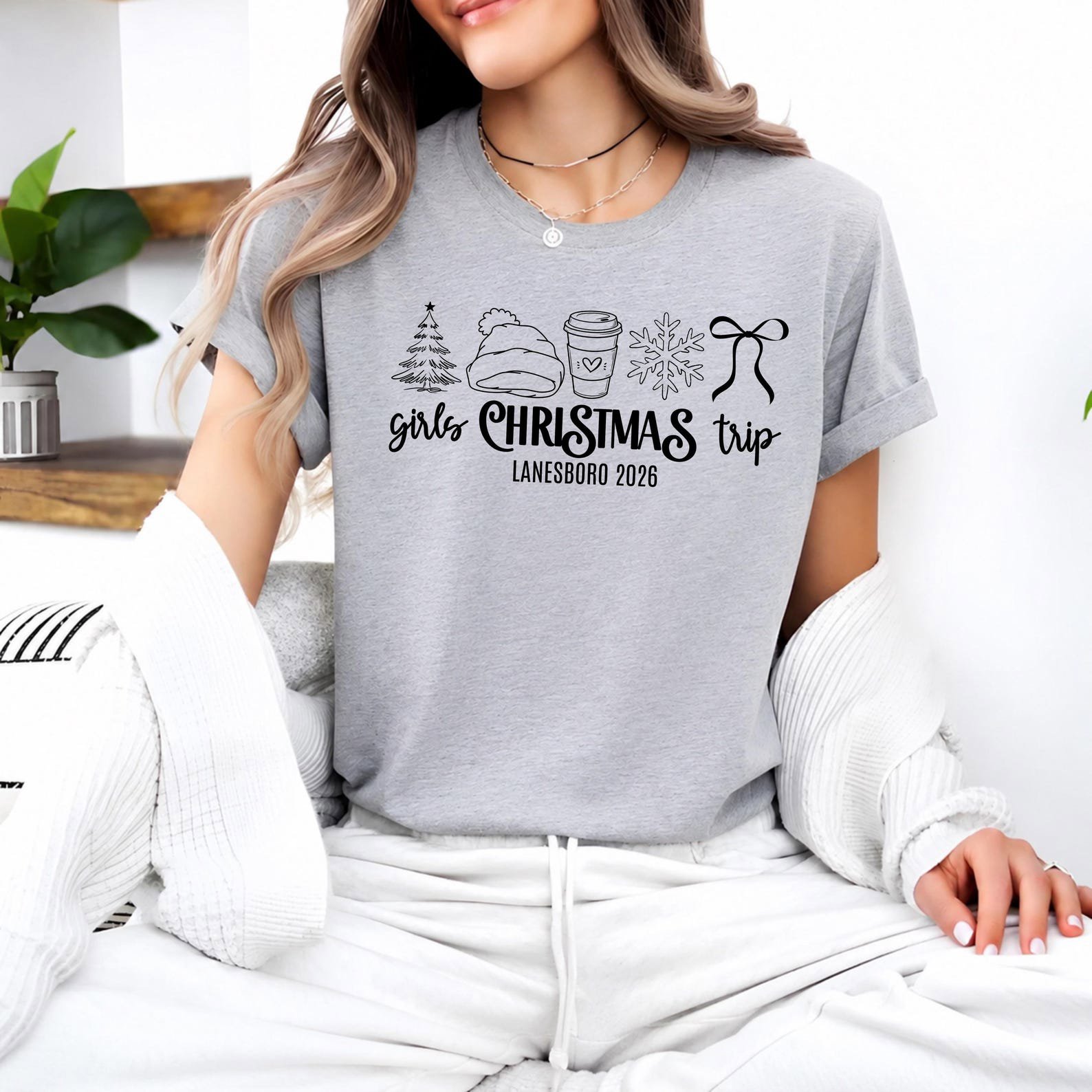 Custom Girls Christmas Trip Shirt, Holiday Vacation Squad Outfit, Matching Destination Xmas Sweatshirt 9