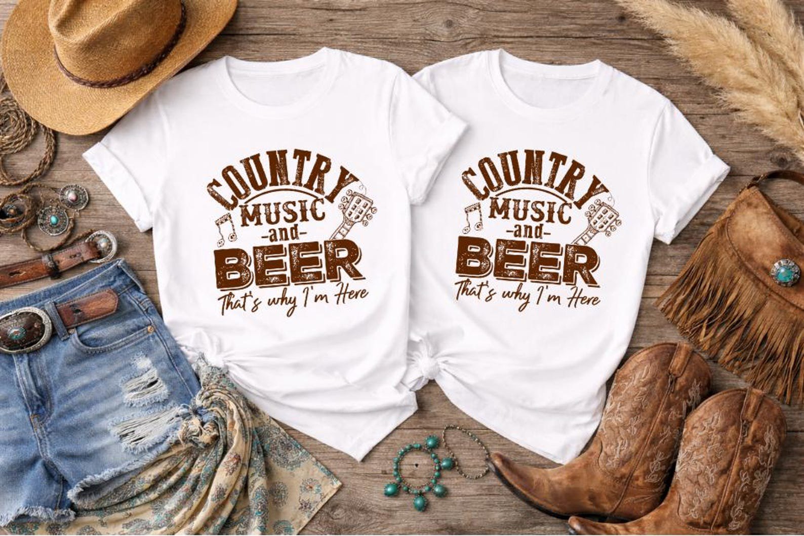 Retro Country Music and Beer Festival Shirt | Vintage Western Graphic Tee | Matching Nashville Bachelorette Group Outfit 1