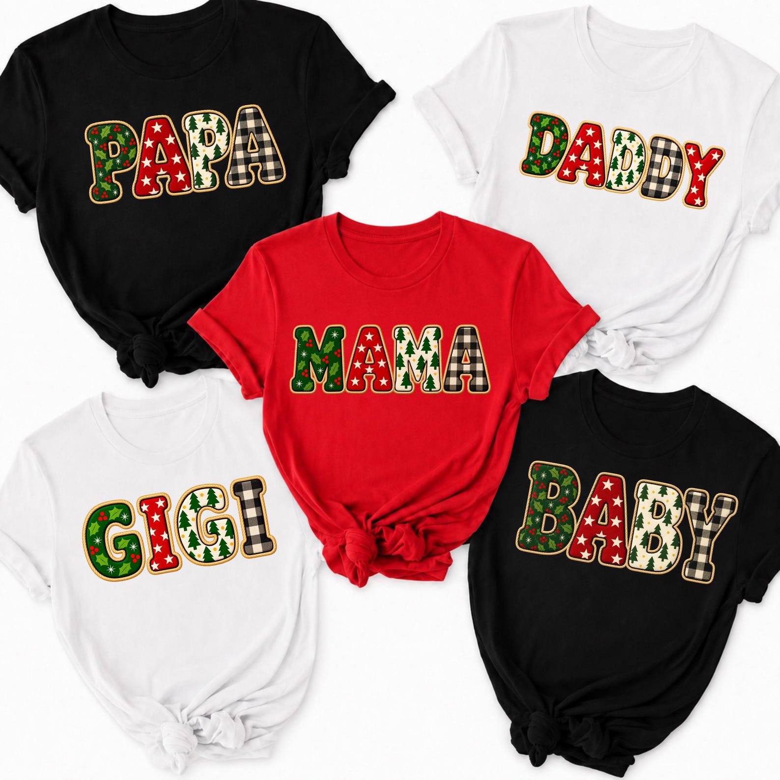 Custom Christmas Family Matching Shirt, Plaid Xmas Group SweatShirt, Mama Mimi Mini Daddy Group Holiday Outfit 1