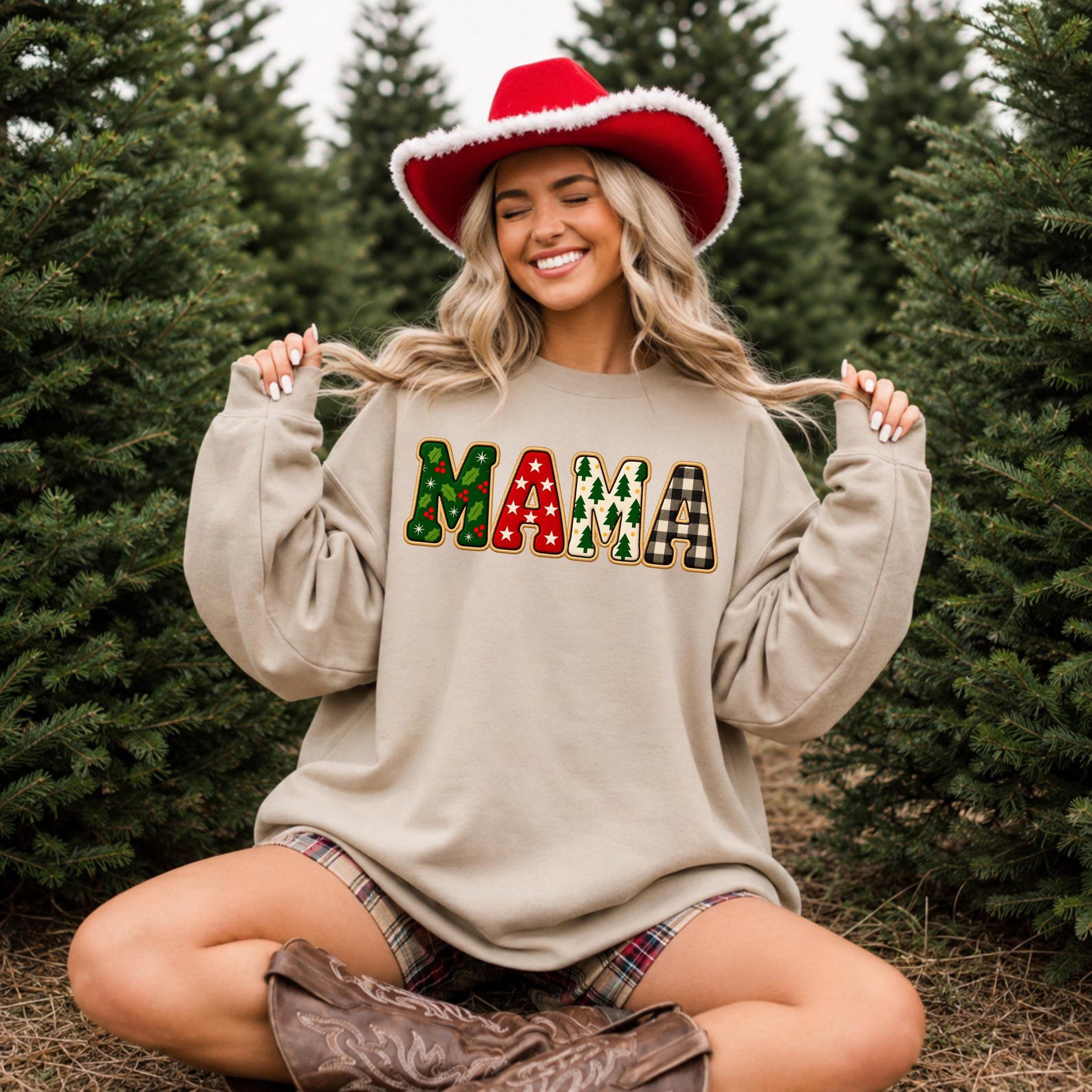 Custom Christmas Family Matching Shirt, Plaid Xmas Group SweatShirt, Mama Mimi Mini Daddy Group Holiday Outfit 3
