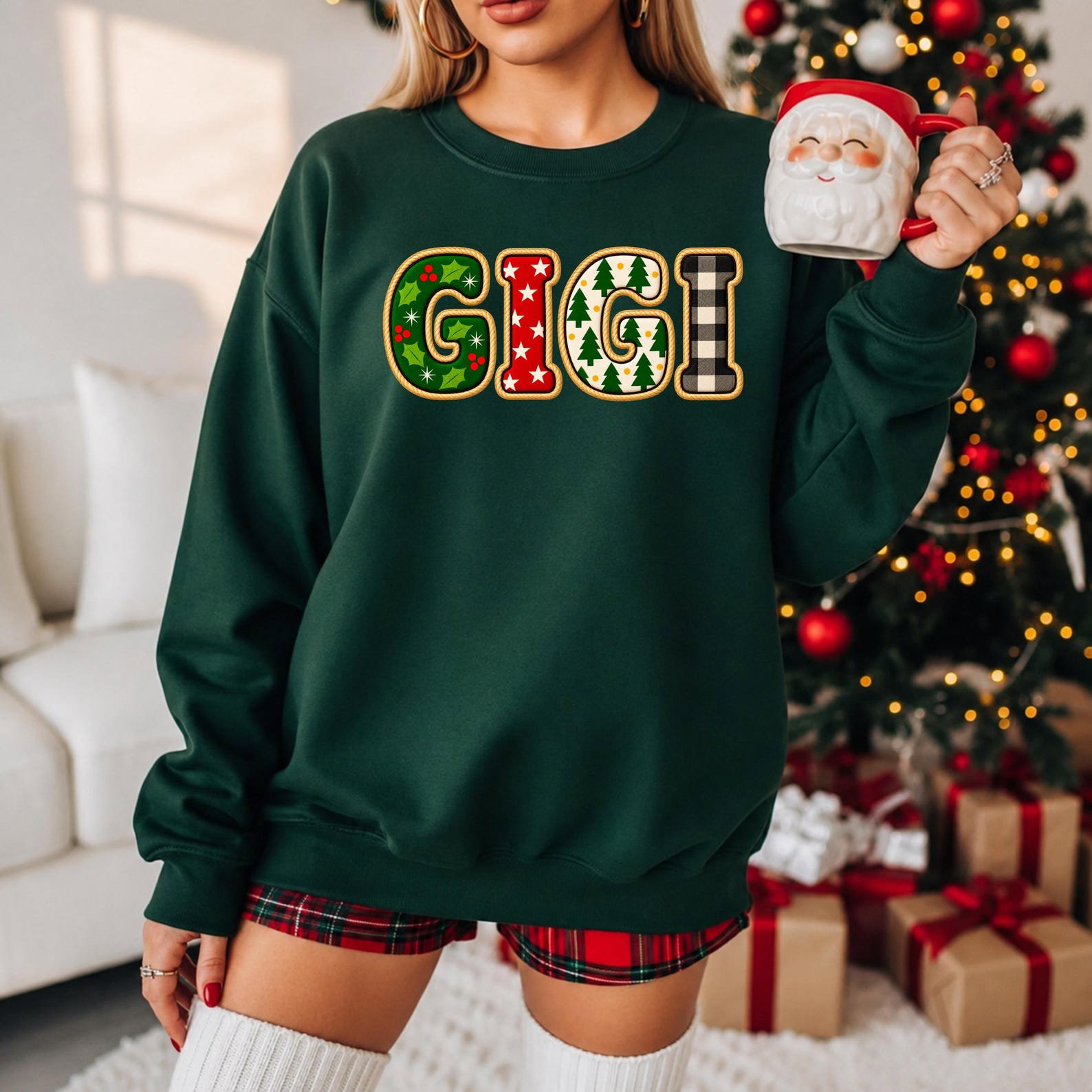Custom Christmas Family Matching Shirt, Plaid Xmas Group SweatShirt, Mama Mimi Mini Daddy Group Holiday Outfit 6