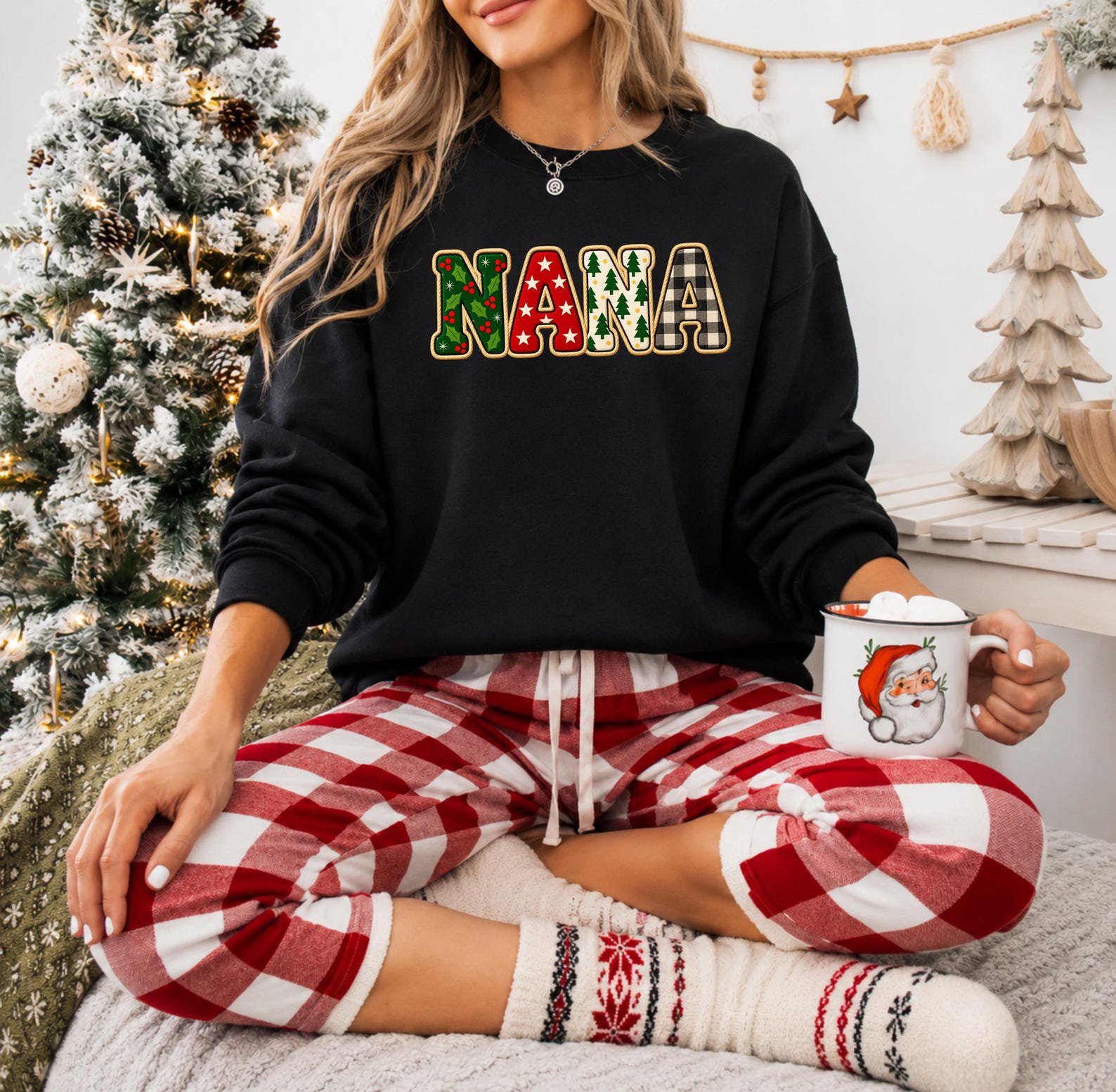 Custom Christmas Family Matching Shirt, Plaid Xmas Group SweatShirt, Mama Mimi Mini Daddy Group Holiday Outfit 5