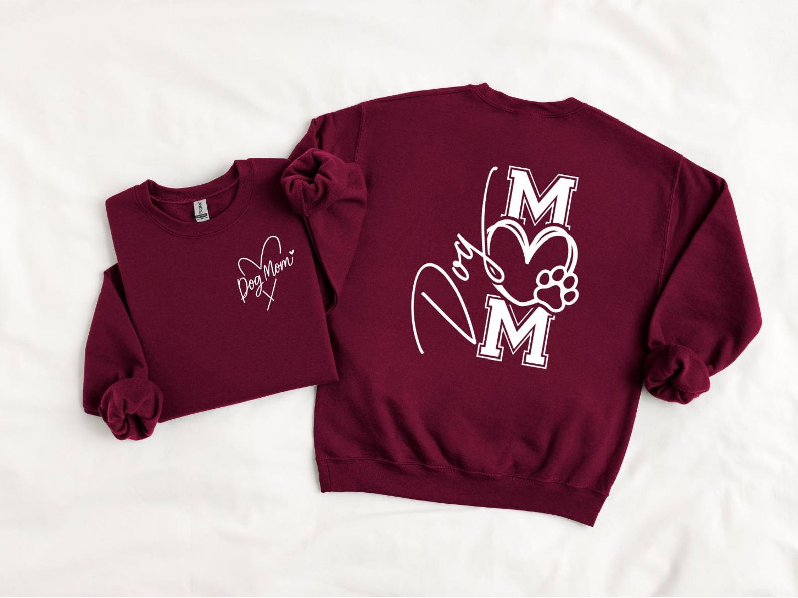 Dog Mom Hoodie, Dog Mom Shirt with Heart, Front and Back Design Tee, Dog Lover Sweatshirt, Dog Mama Valentine Gift, Cozy Puppy Lover Top 1