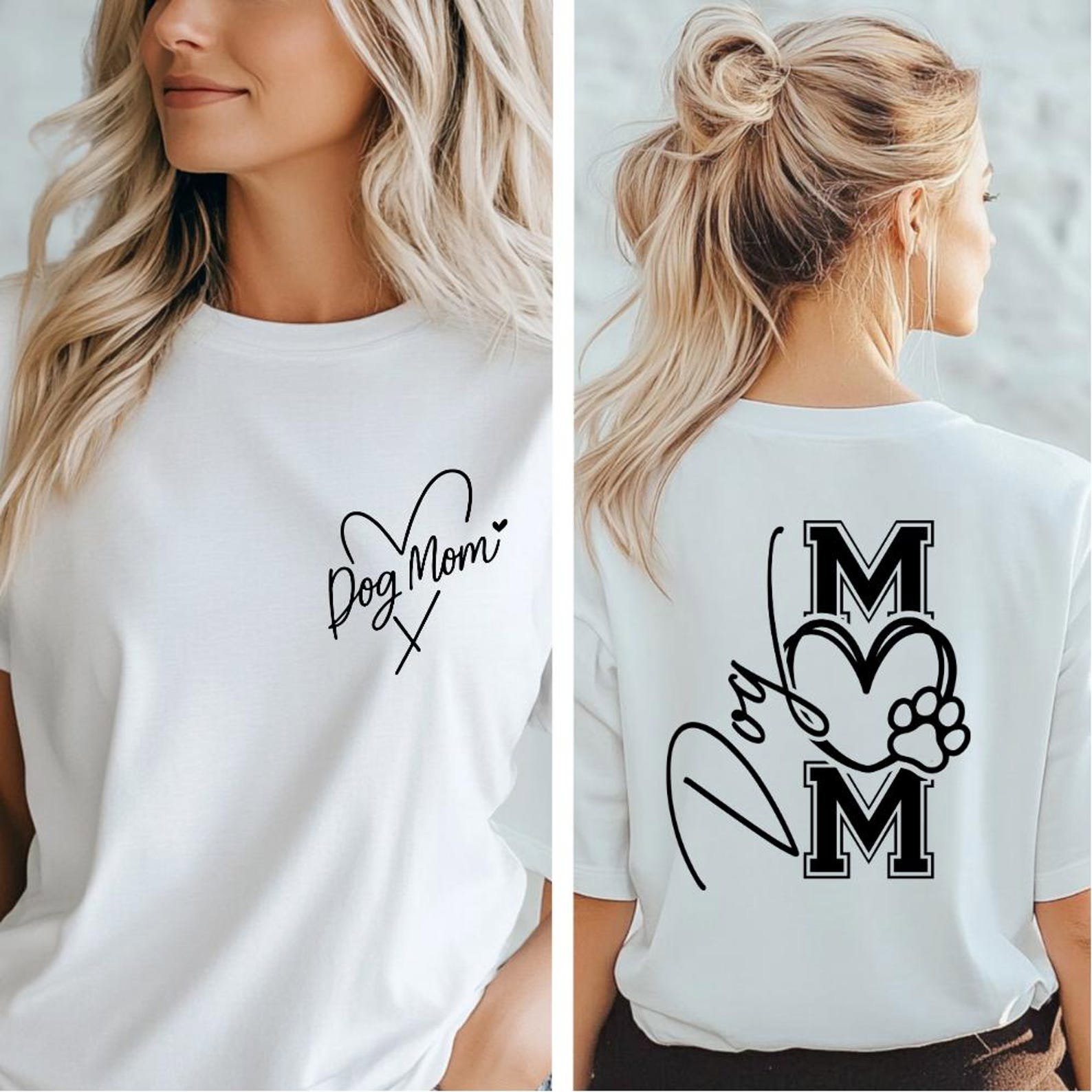 Dog Mom Hoodie, Dog Mom Shirt with Heart, Front and Back Design Tee, Dog Lover Sweatshirt, Dog Mama Valentine Gift, Cozy Puppy Lover Top 4