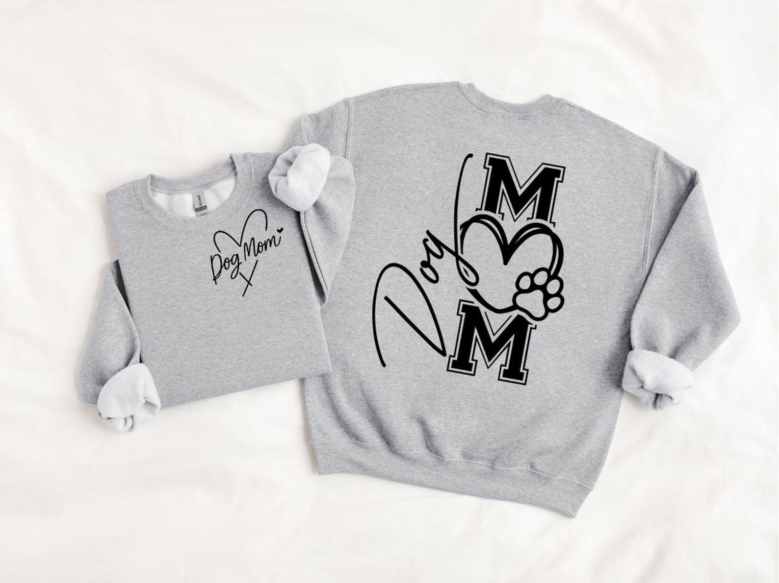 Dog Mom Hoodie, Dog Mom Shirt with Heart, Front and Back Design Tee, Dog Lover Sweatshirt, Dog Mama Valentine Gift, Cozy Puppy Lover Top 6