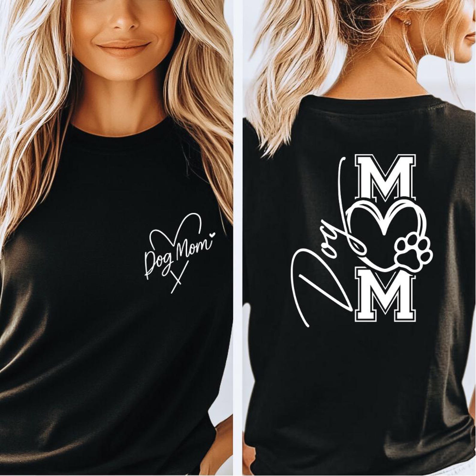 Dog Mom Hoodie, Dog Mom Shirt with Heart, Front and Back Design Tee, Dog Lover Sweatshirt, Dog Mama Valentine Gift, Cozy Puppy Lover Top 7