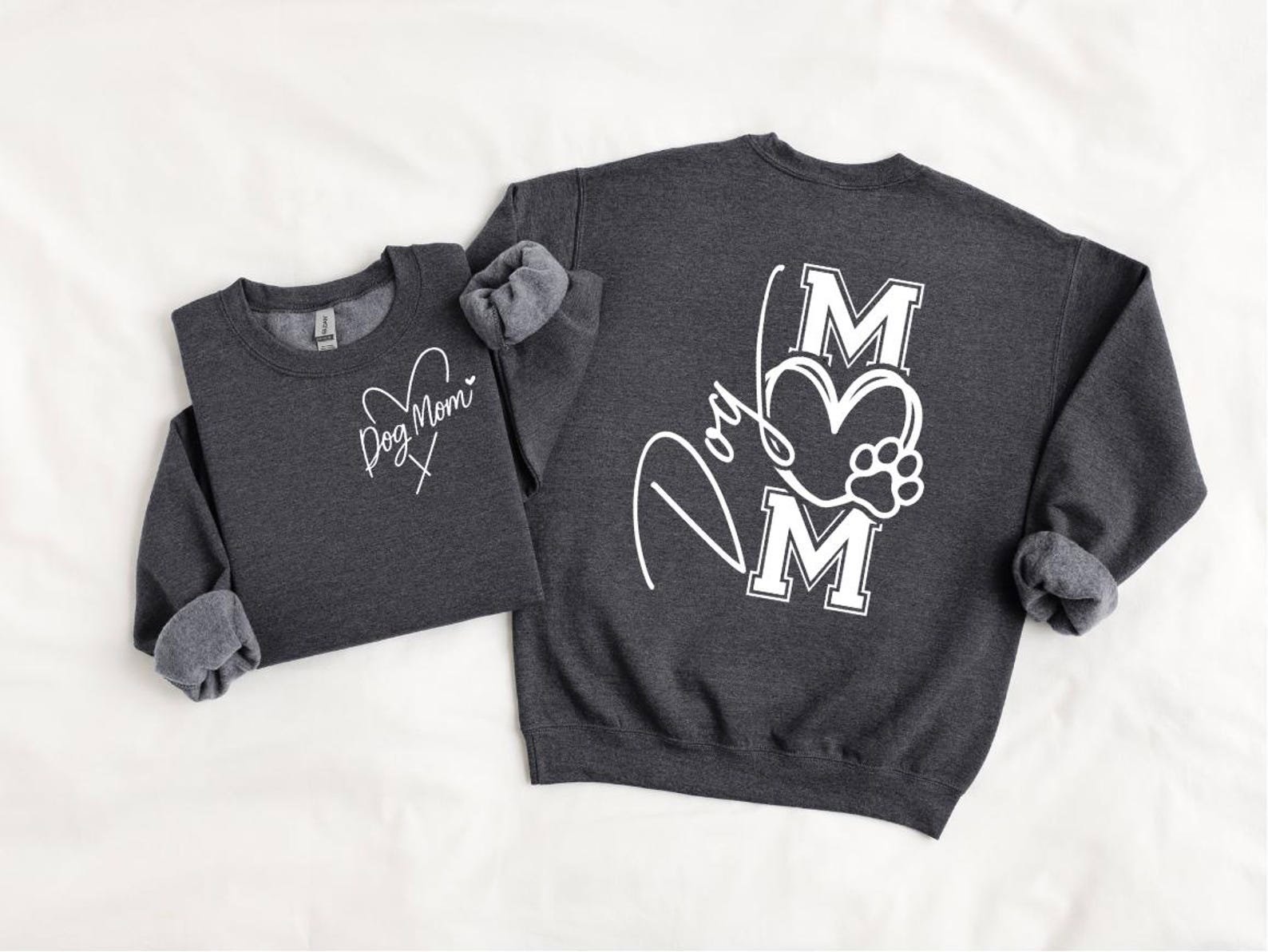 Dog Mom Hoodie, Dog Mom Shirt with Heart, Front and Back Design Tee, Dog Lover Sweatshirt, Dog Mama Valentine Gift, Cozy Puppy Lover Top 10