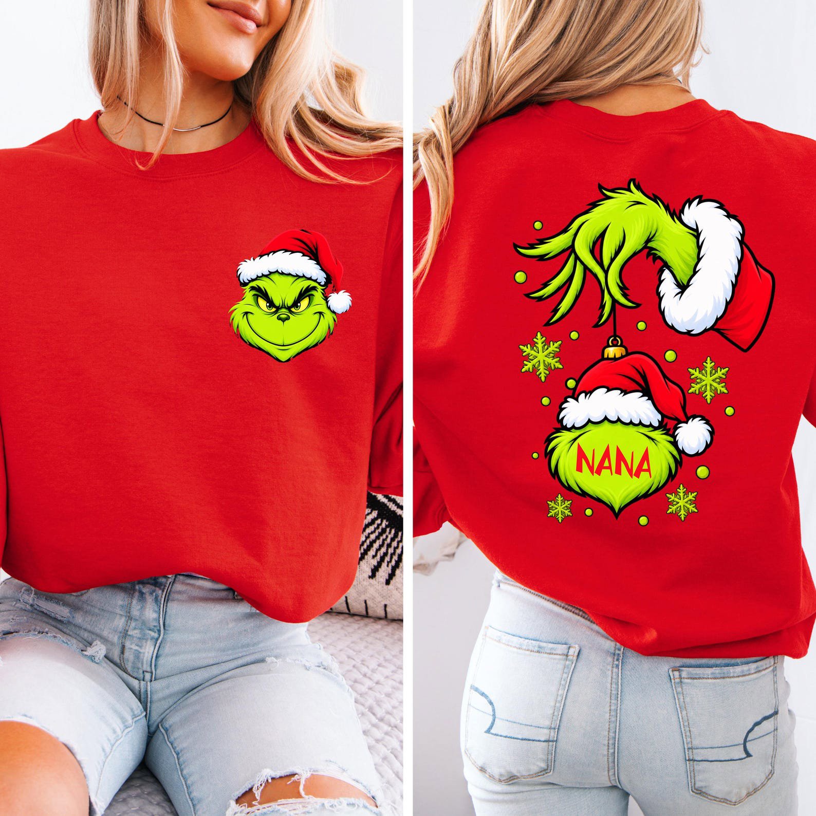 Custom Christmas Monster Sweatshirt, Matching Family Xmas Outfit, Mama Dada Mini Holiday Tee 7