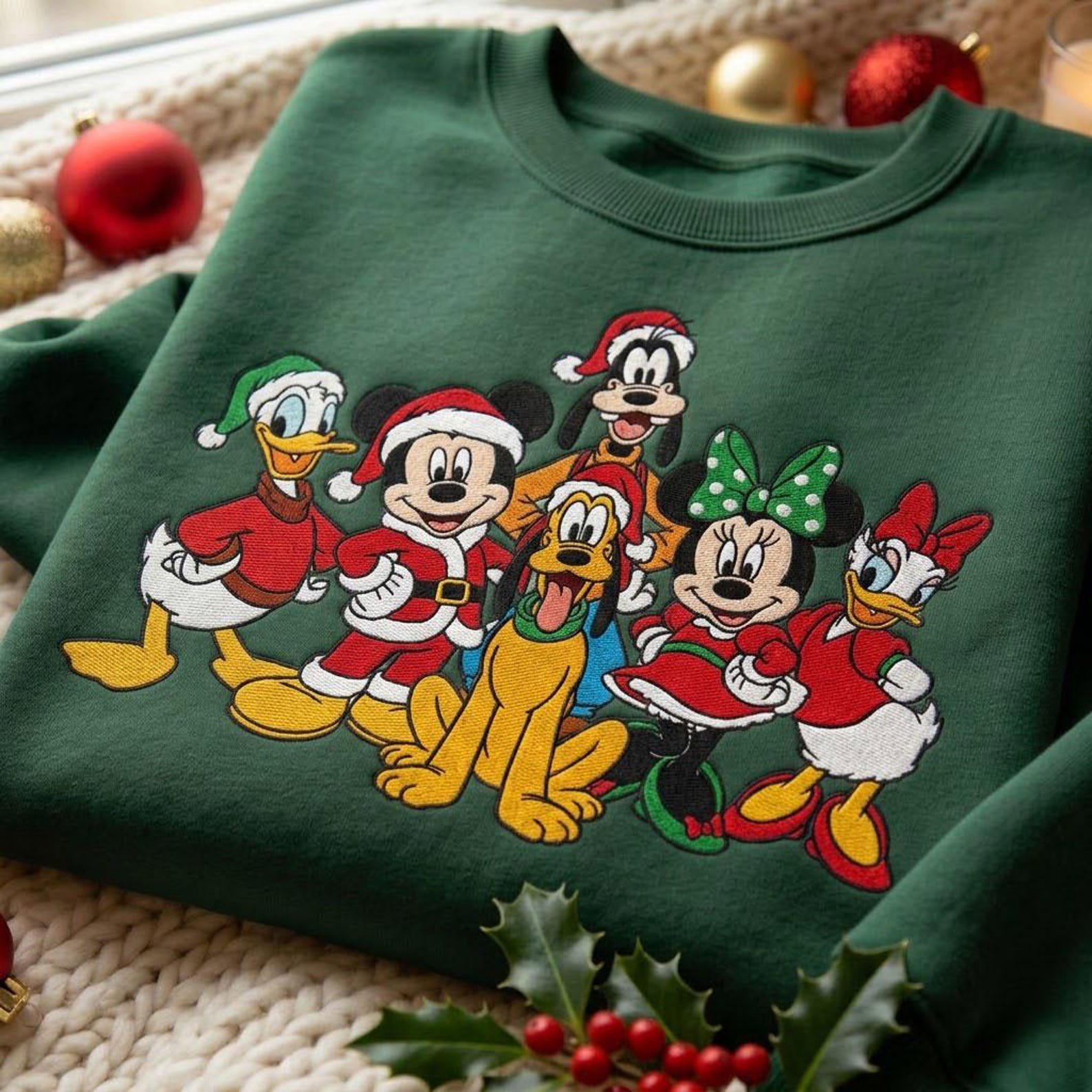 Festive Christmas Character Embroidered Sweatshirt, Holiday Friends Crewneck, Christmas Vacation Group Sweater 2