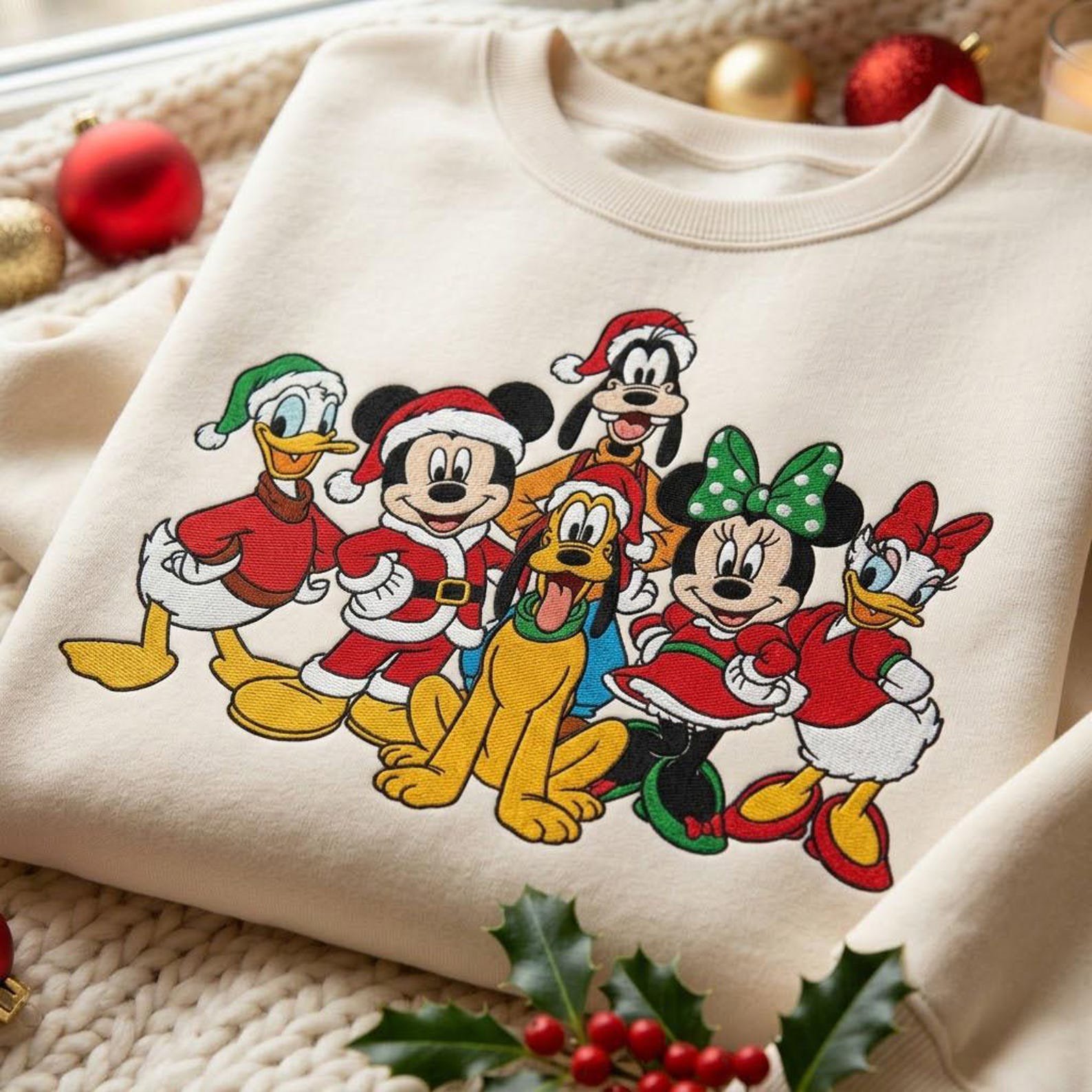 Festive Christmas Character Embroidered Sweatshirt, Holiday Friends Crewneck, Christmas Vacation Group Sweater 4