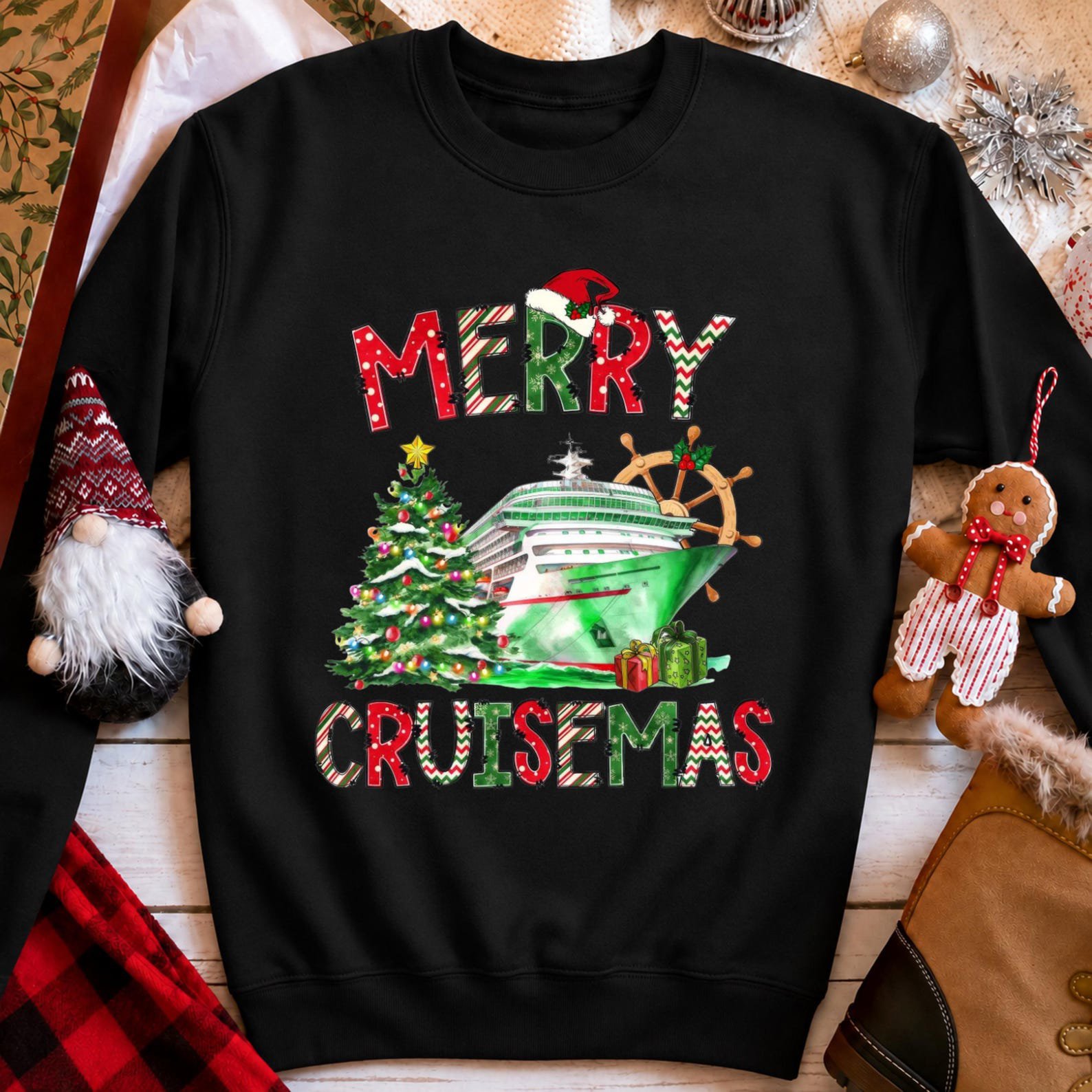 Merry Cruisemas SweatShirt, Christmas Cruise Vacation Outfit, Matching Family Trip Group Holiday Tee 1