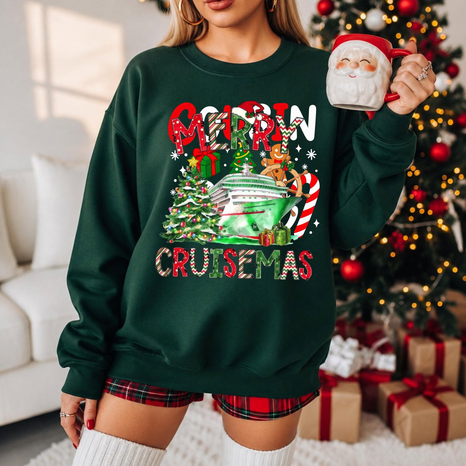 Merry Cruisemas SweatShirt, Christmas Cruise Vacation Outfit, Matching Family Trip Group Holiday Tee 5