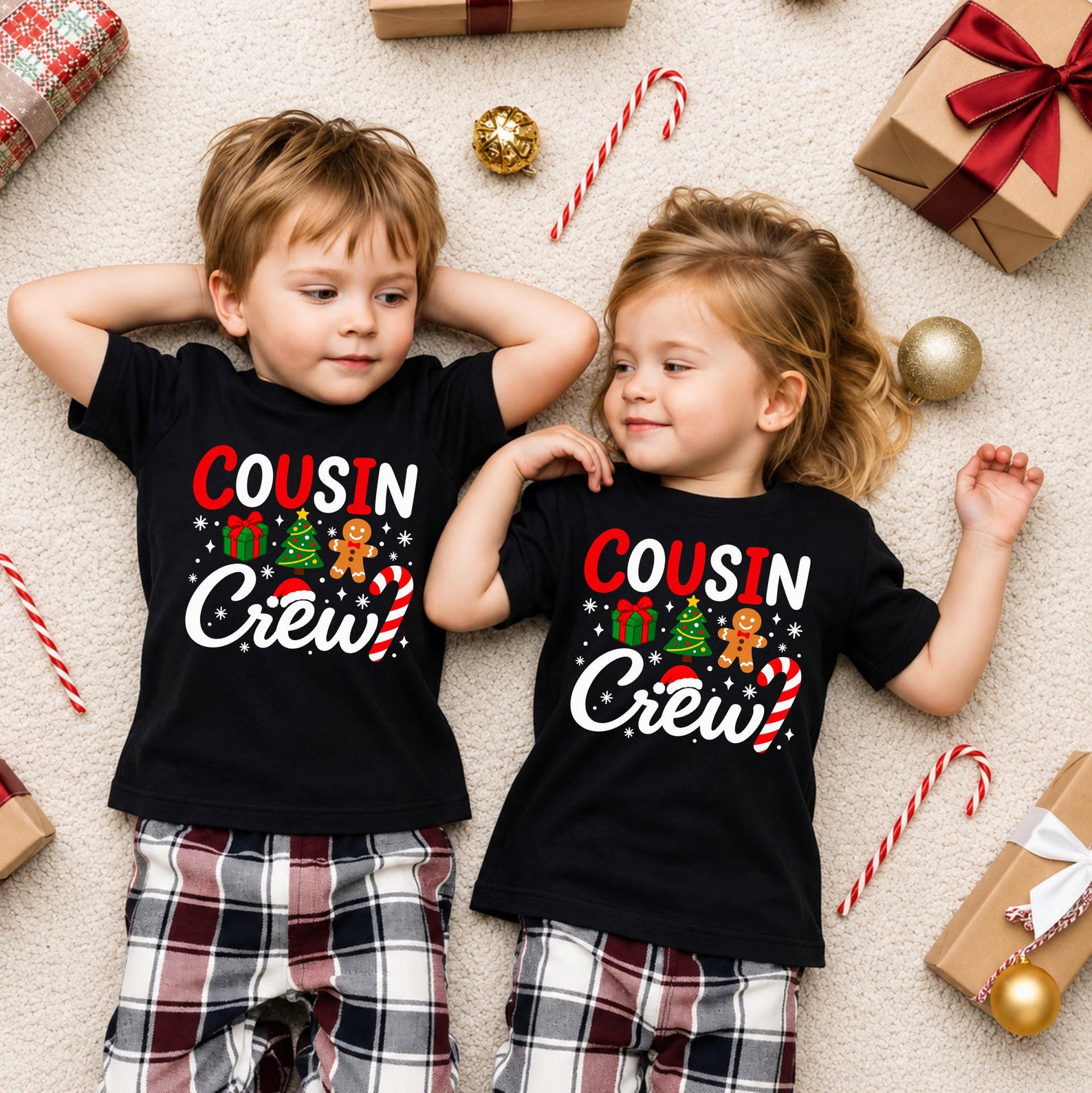 Cousin Crew Christmas Shirt, Matching Kids Pajama Outfit, Family Holiday Toddler Clothes 2