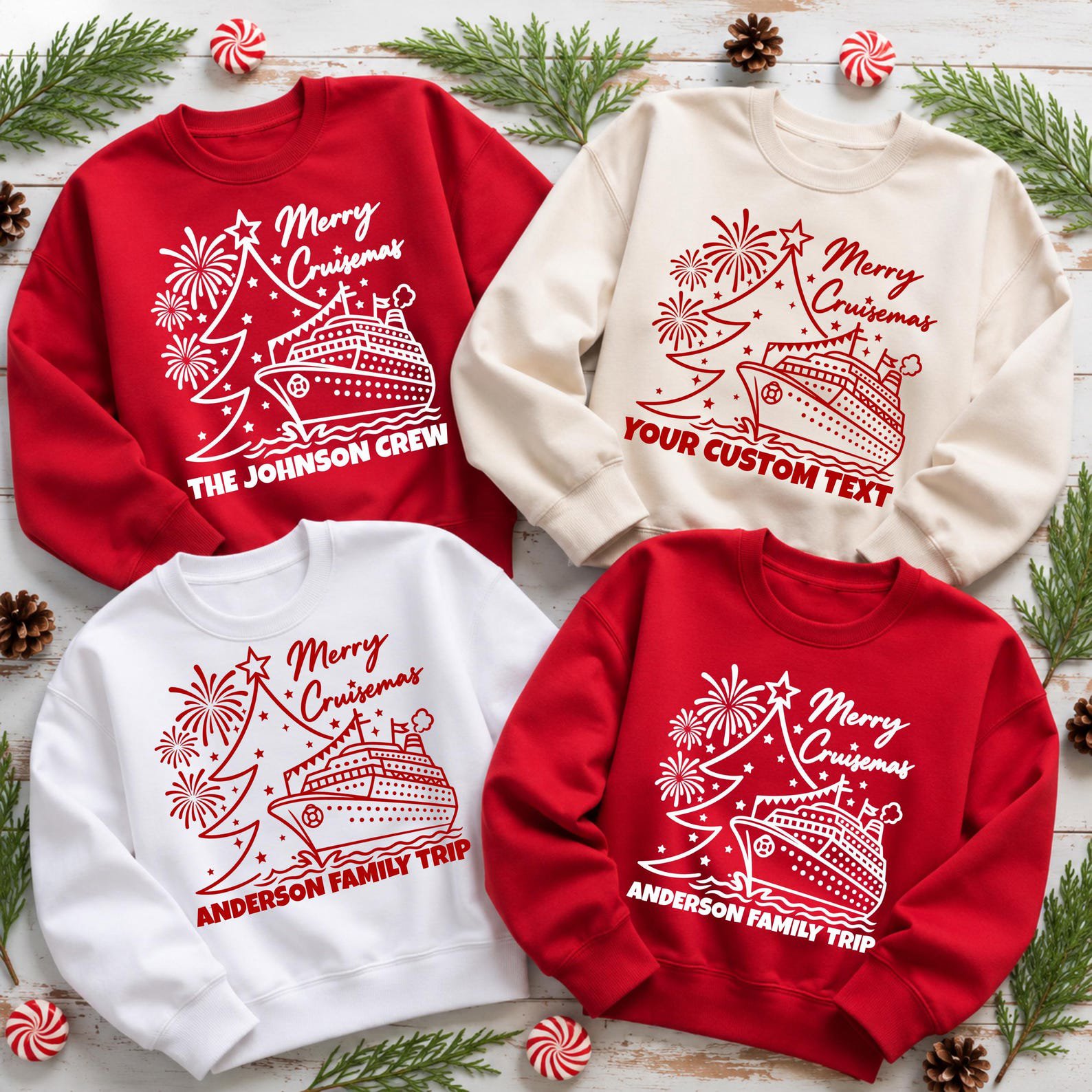 Custom Merry Cruisemas Sweatshirt, Personalized Christmas Cruise Vacation Matching Family Trip Group Outfit 9