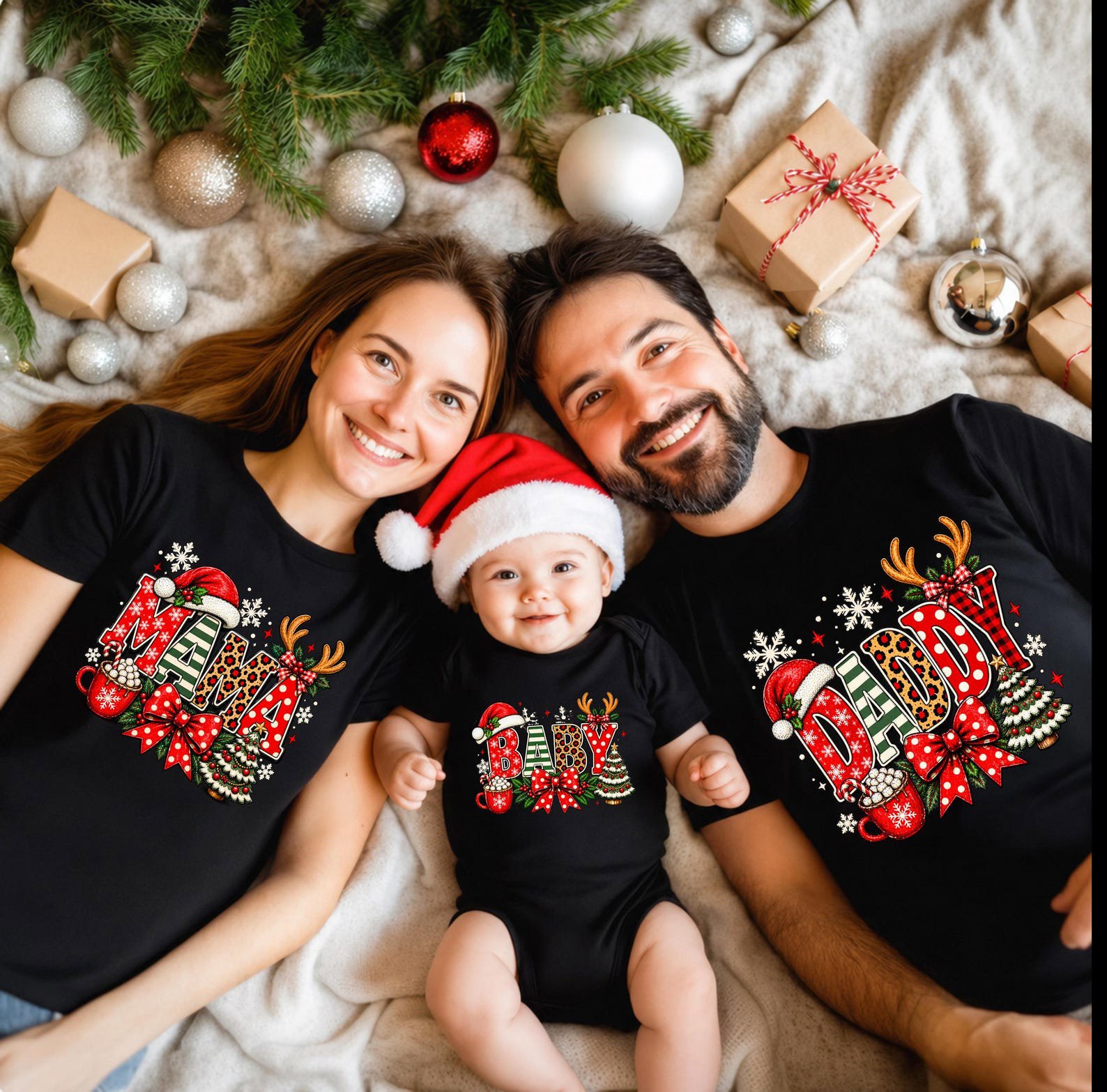 Matching Family Christmas Shirt, Mama Mimi Mini Daddy Group Holiday Pajama Apparel 2