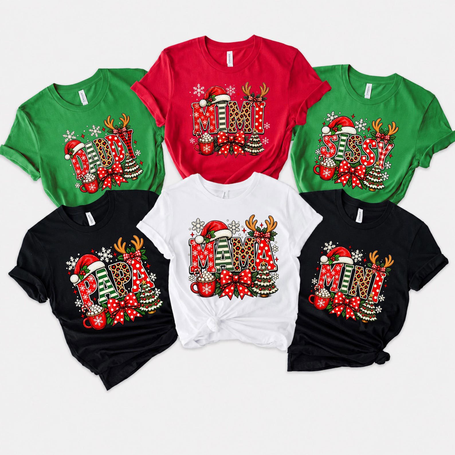 Matching Family Christmas Shirt, Mama Mimi Mini Daddy Group Holiday Pajama Apparel 5