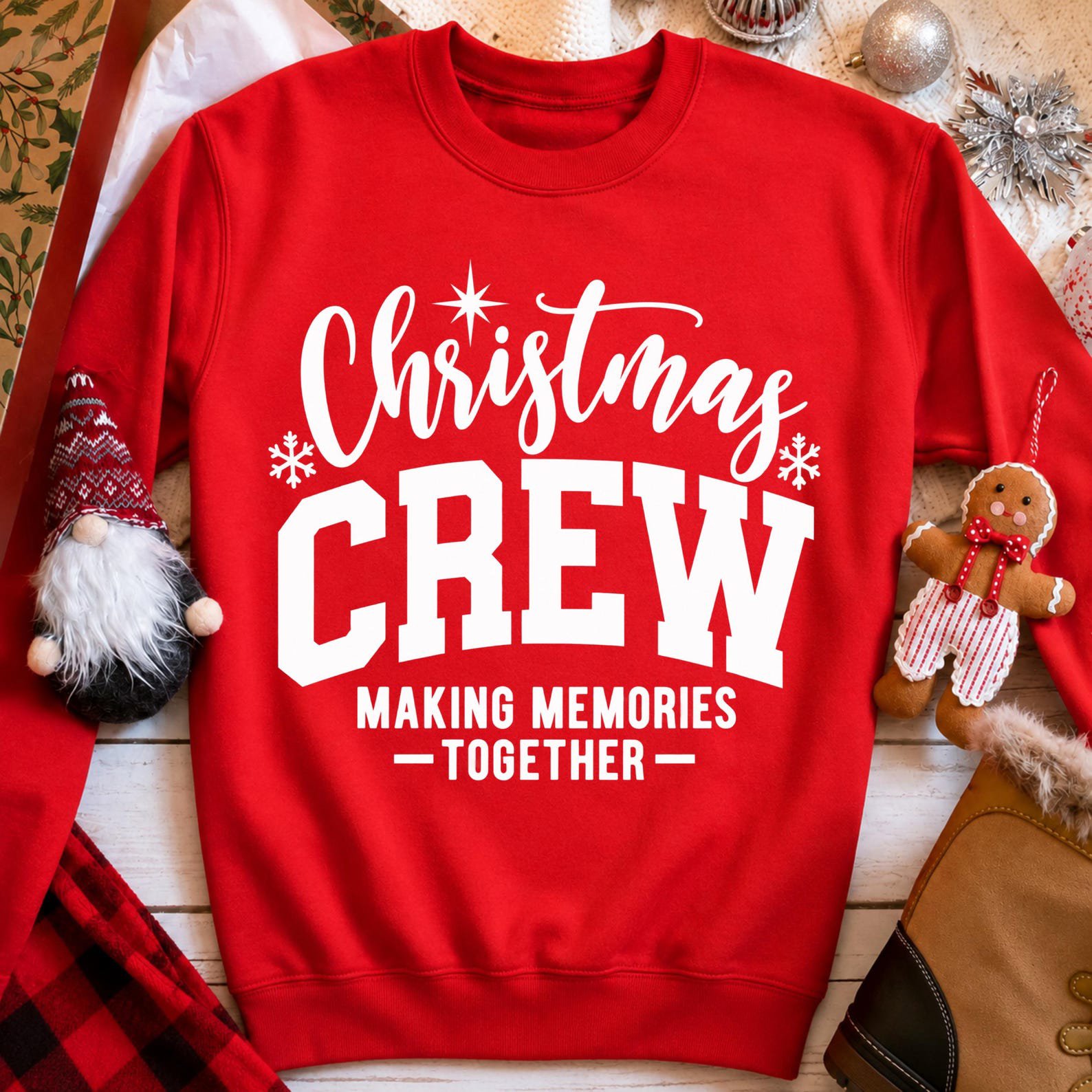 Christmas Crew Sweatshirt, Matching Family Vacation Top, Xmas Pajama Outfit, Winter Group Holiday Apparel 1