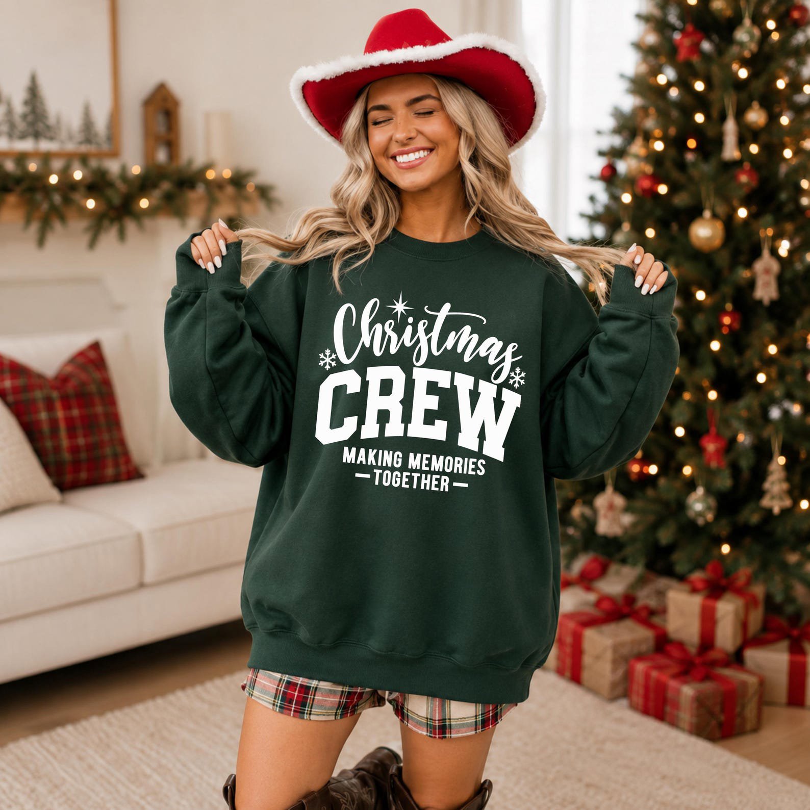 Christmas Crew Sweatshirt, Matching Family Vacation Top, Xmas Pajama Outfit, Winter Group Holiday Apparel 3
