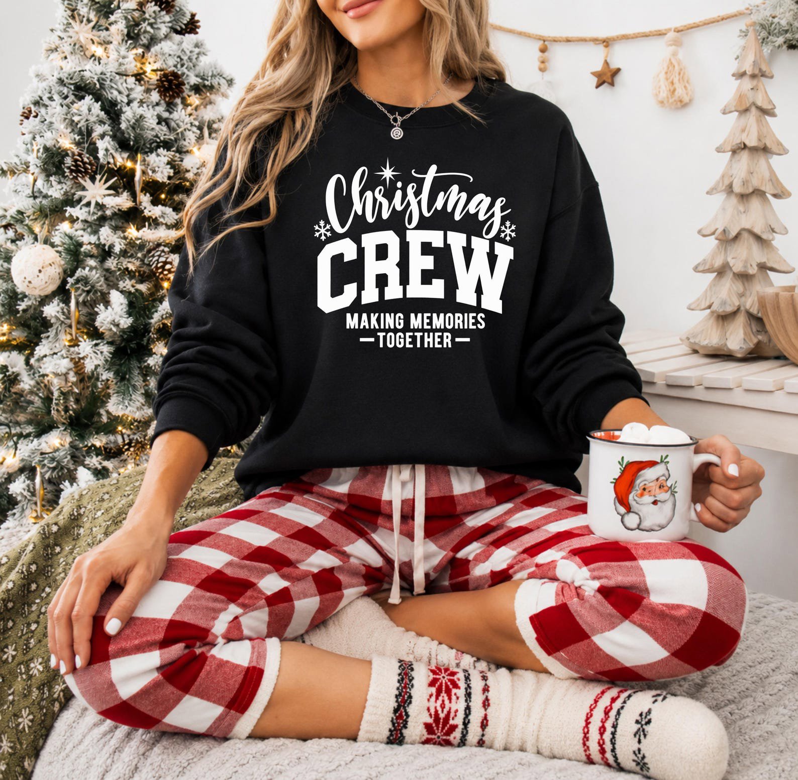 Christmas Crew Sweatshirt, Matching Family Vacation Top, Xmas Pajama Outfit, Winter Group Holiday Apparel 6