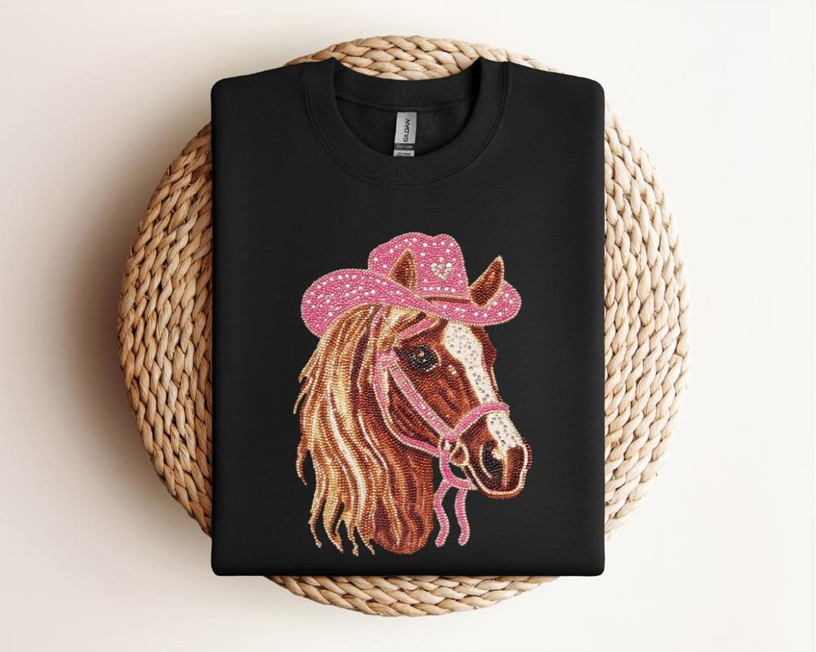 Horse Cowgirl Shirt, Western Valentine Tee, Hand Drawn Rhinestone Style Design, Country Animal Lover Gift, Vintage Rustic Farmwear Top 2