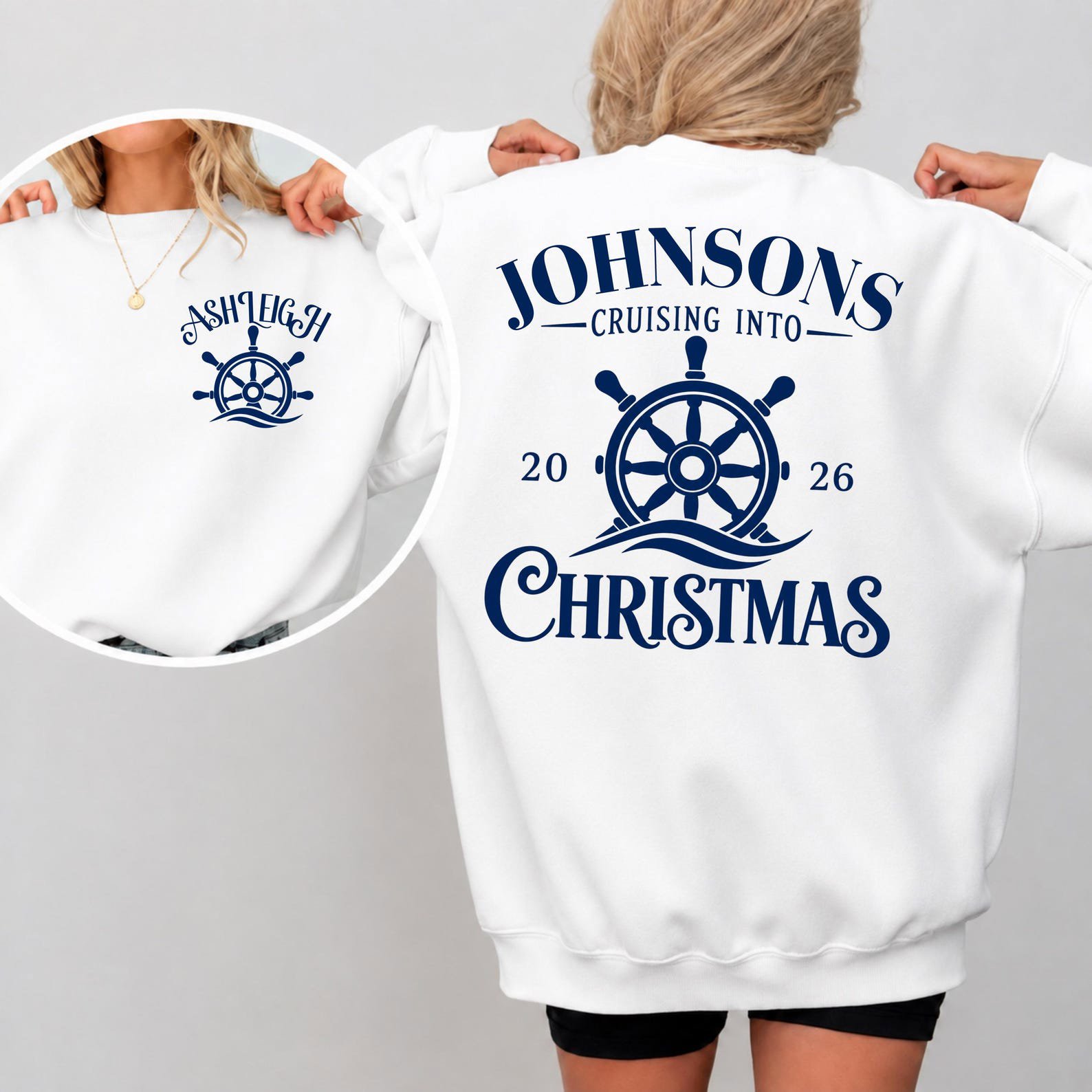 Custom Christmas Cruise Sweatshirt, Personalized Nautical Family Trip Matching Group Vacation Apparel 1