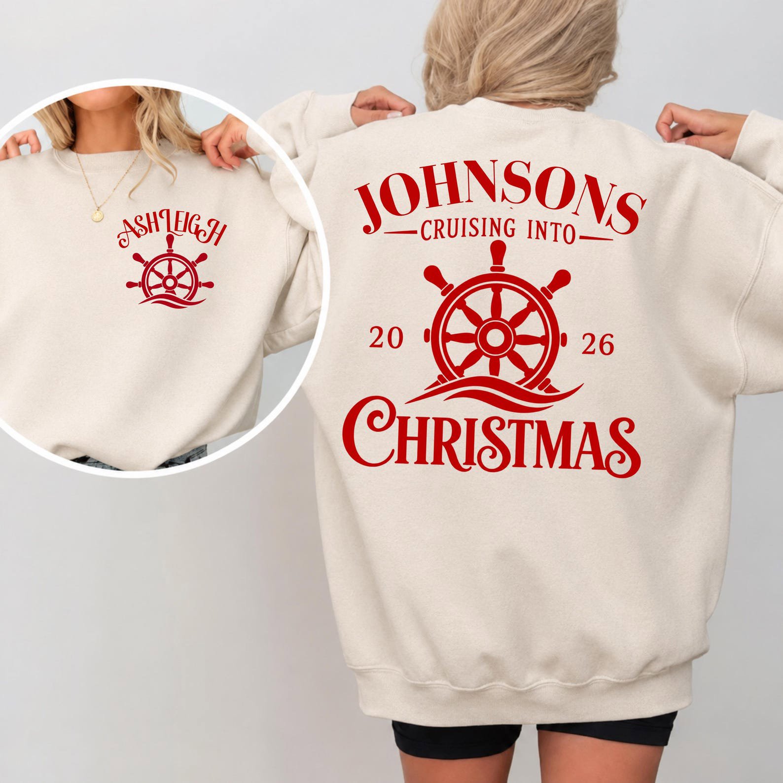 Custom Christmas Cruise Sweatshirt, Personalized Nautical Family Trip Matching Group Vacation Apparel 2