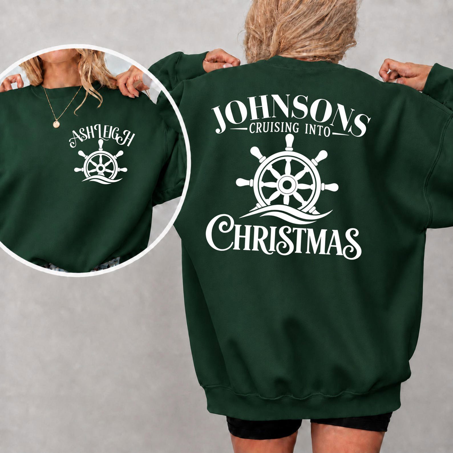 Custom Christmas Cruise Sweatshirt, Personalized Nautical Family Trip Matching Group Vacation Apparel 3