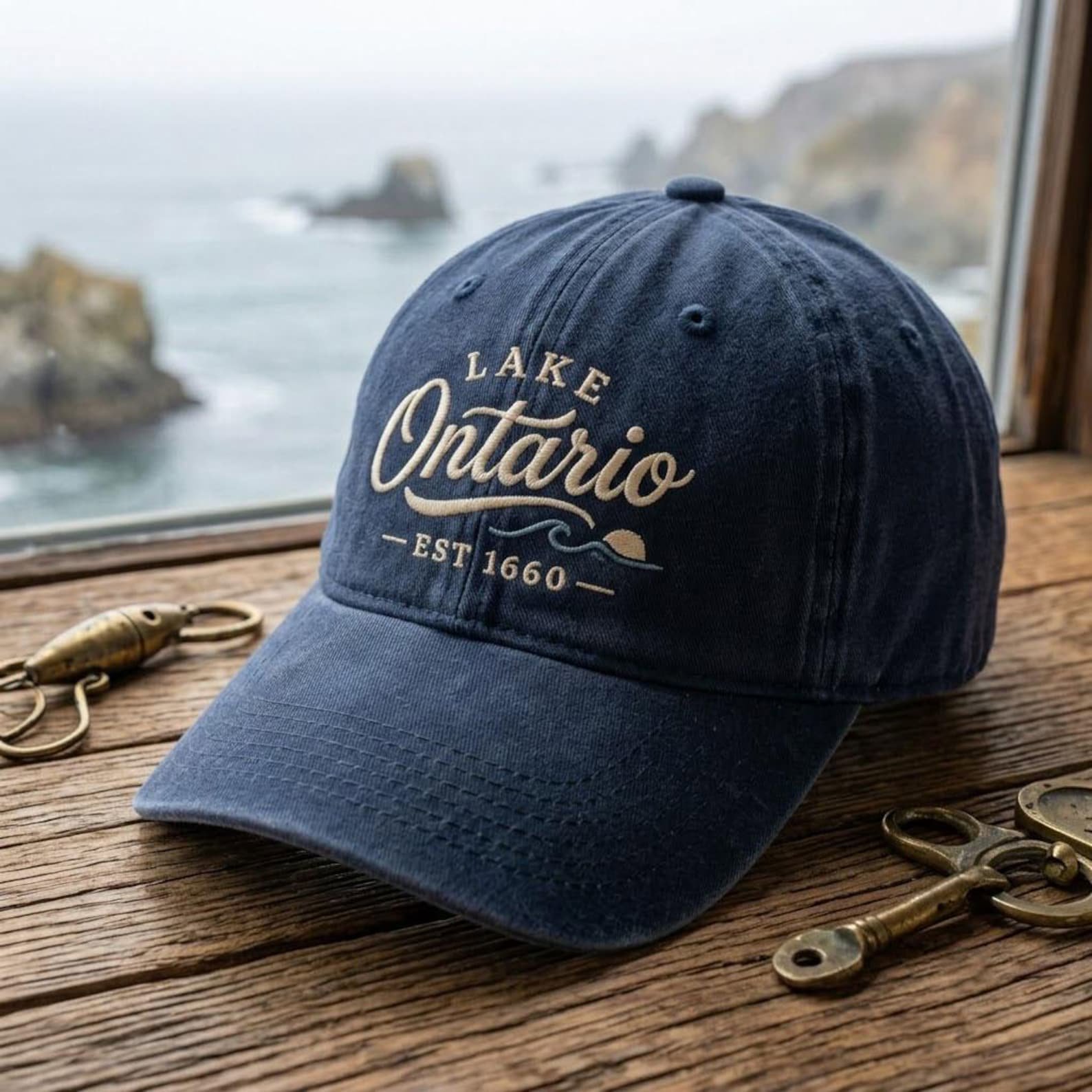 Lake Ontario Embroidered Washed Hat, Vintage Great Lakes Dad Cap, Ontario Lake Life Hat, Boating Vacation Lake House Souvenir Gift 3