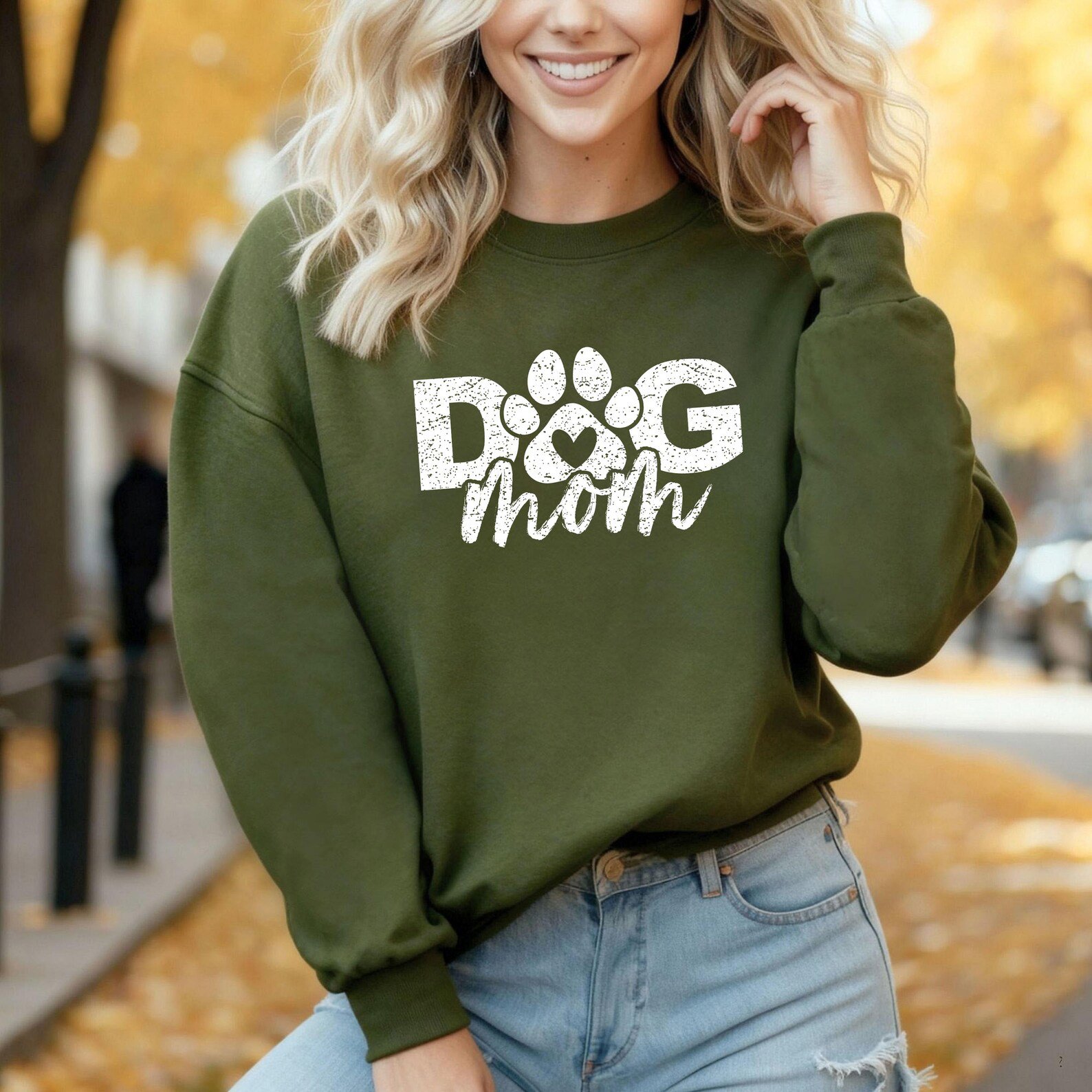 Dog Mom Sweatshirt Valentine Shirt, Distressed Paw Print Crewneck, Pet Lover Gift for Women, Cute Dog Mama Top, Animal Lover Sweater 3