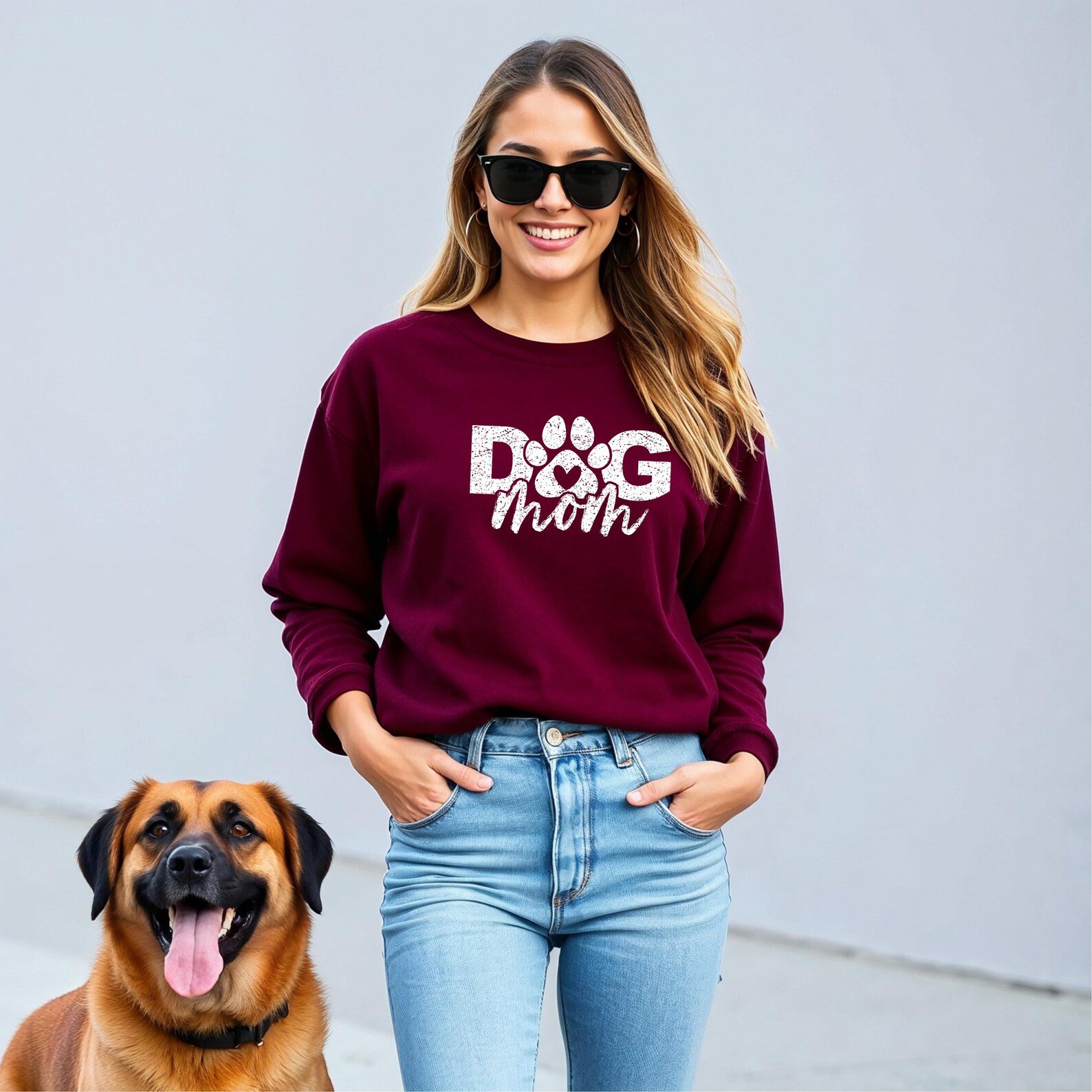 Dog Mom Sweatshirt Valentine Shirt, Distressed Paw Print Crewneck, Pet Lover Gift for Women, Cute Dog Mama Top, Animal Lover Sweater 6