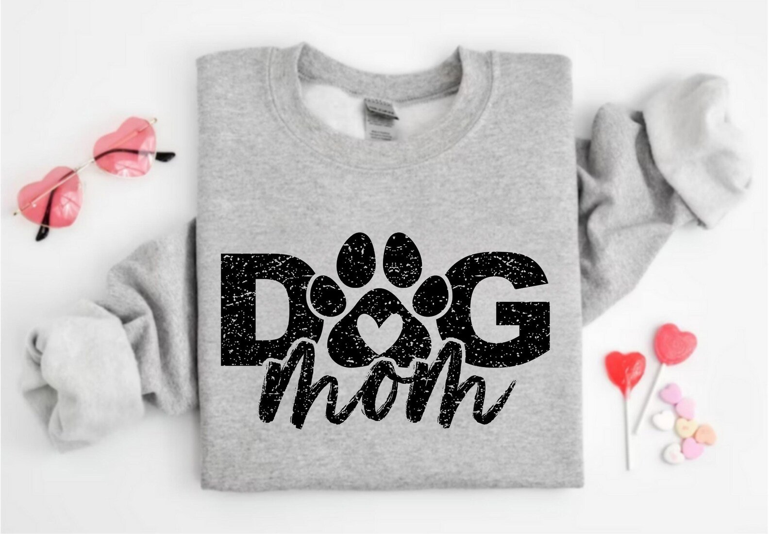 Dog Mom Sweatshirt Valentine Shirt, Distressed Paw Print Crewneck, Pet Lover Gift for Women, Cute Dog Mama Top, Animal Lover Sweater 9