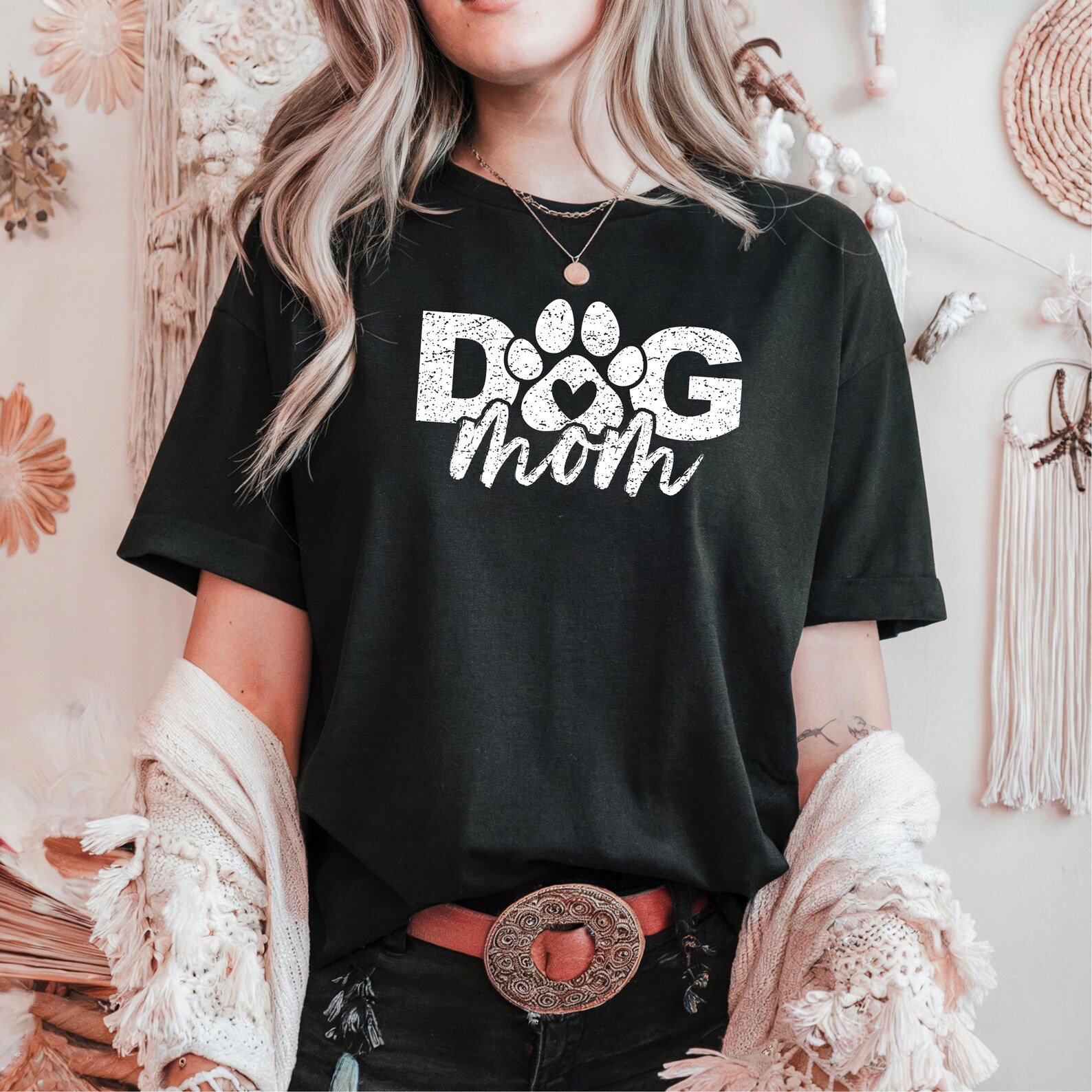 Dog Mom Sweatshirt Valentine Shirt, Distressed Paw Print Crewneck, Pet Lover Gift for Women, Cute Dog Mama Top, Animal Lover Sweater 11