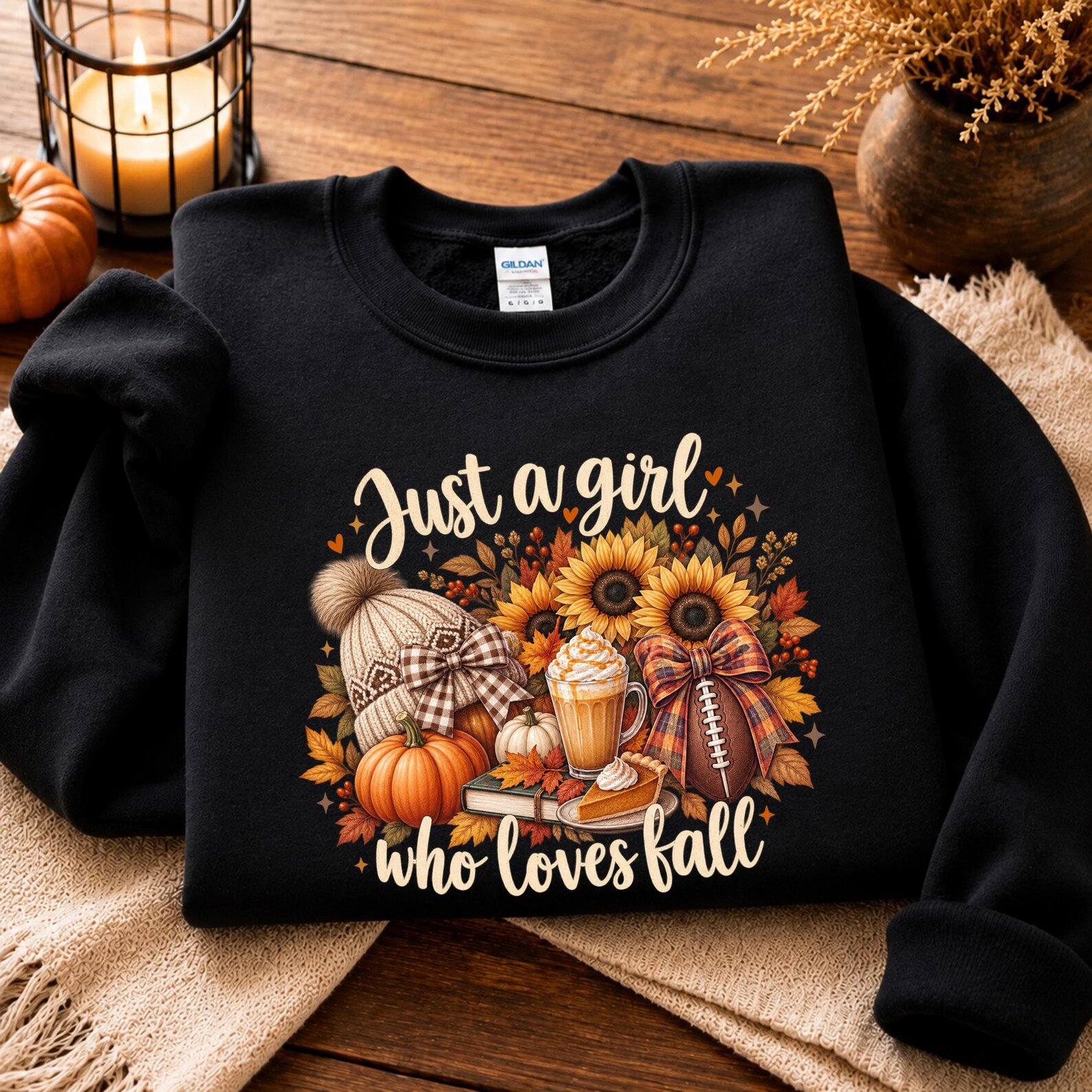 Just A Girl Who Loves Fall Sweatshirt, Football Mom Game Day Outfit, Thanksgiving Gift 1