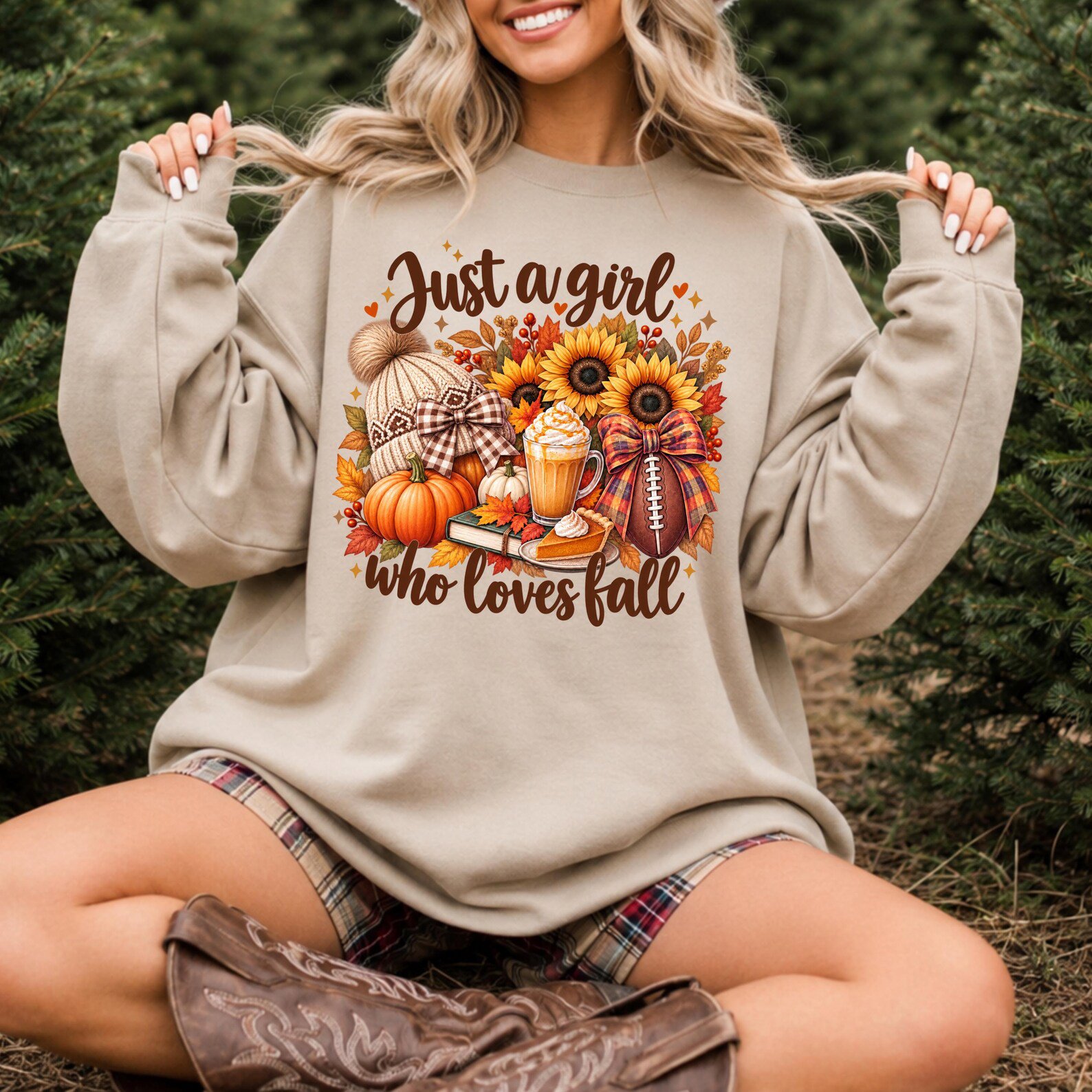 Just A Girl Who Loves Fall Sweatshirt, Football Mom Game Day Outfit, Thanksgiving Gift 2