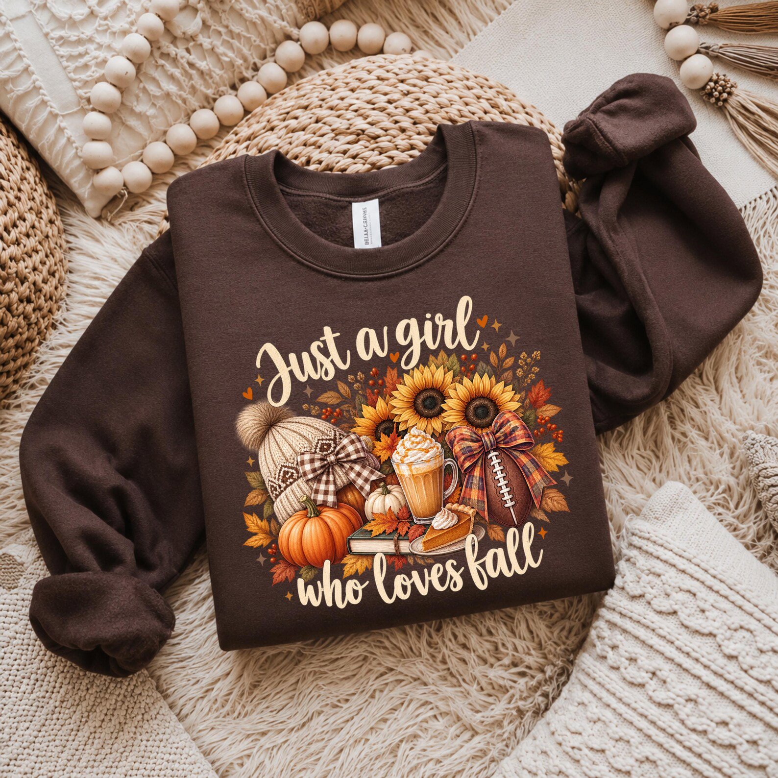 Just A Girl Who Loves Fall Sweatshirt, Football Mom Game Day Outfit, Thanksgiving Gift 5