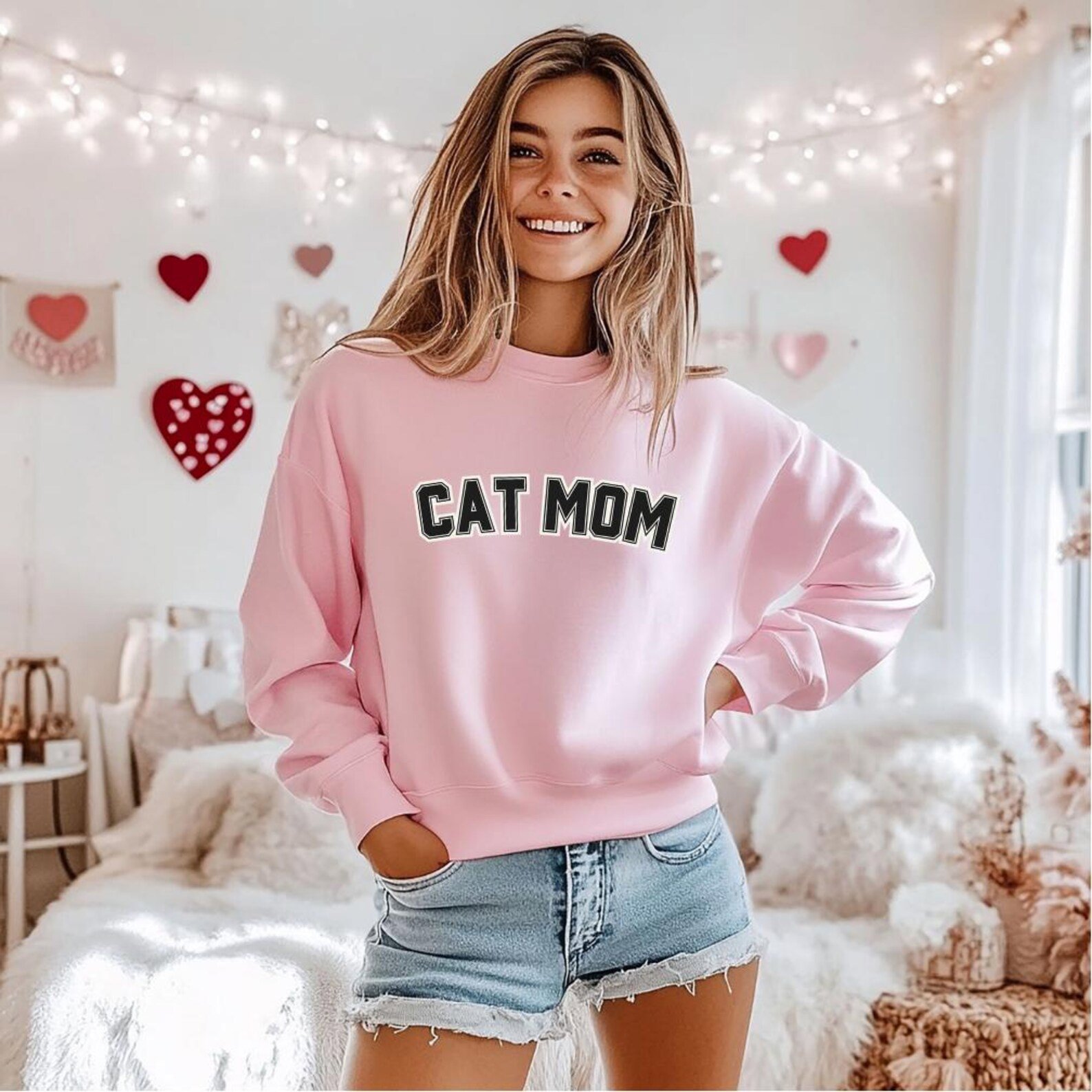 Cat Mama Shirt, Cat Mom Sweatshirt Custom Name, Cat Lover Gift, Cute Minimal Cat Mom Hoodie, Birthday Gift for Cat Mom, Valentine Shirt 4