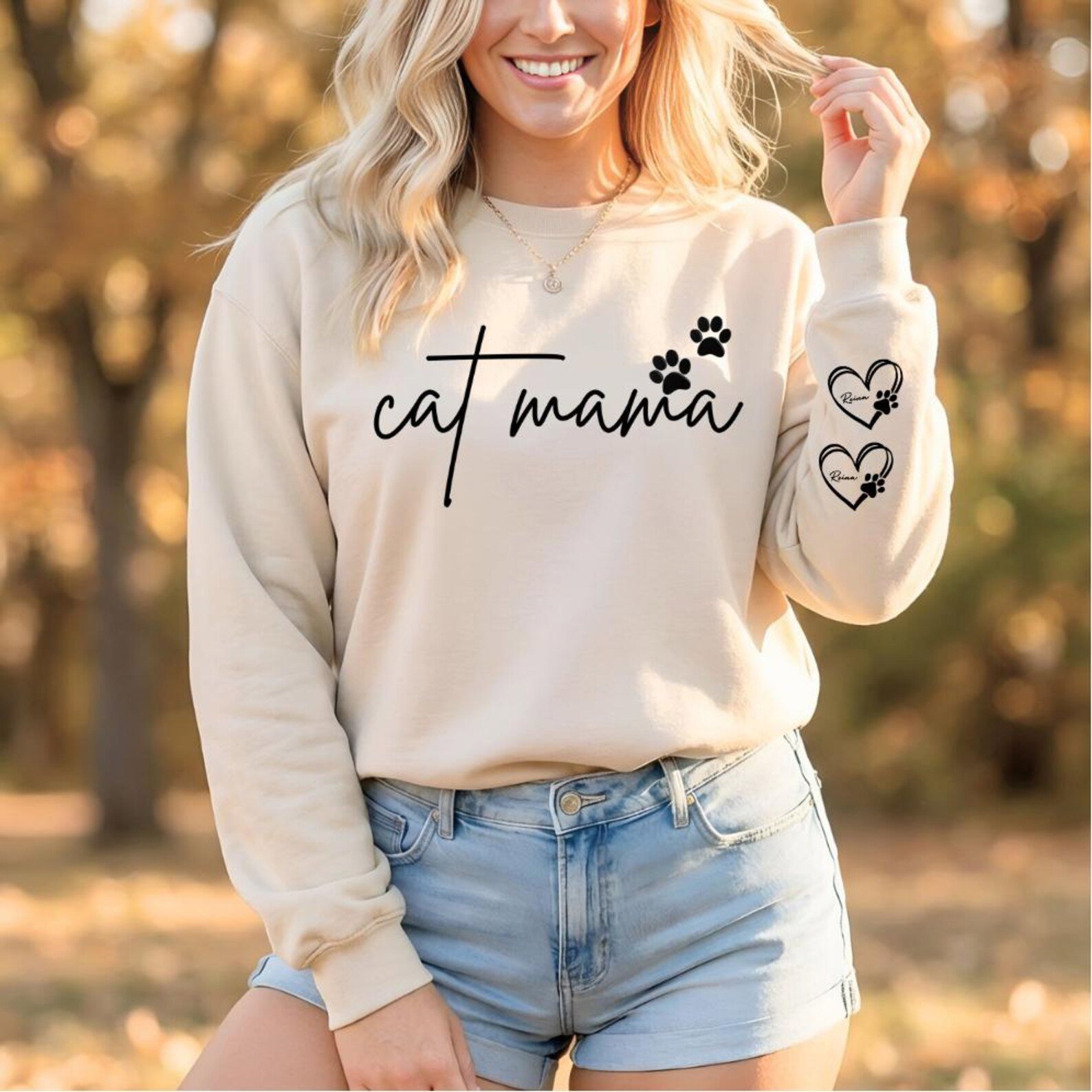 Custom Cat Name Cat Mama Shirt, Cat Mom SweatShirt, Kitty Mother Present, Cute Kitten Mom Top, Birthday Gift for Cat Mom 5
