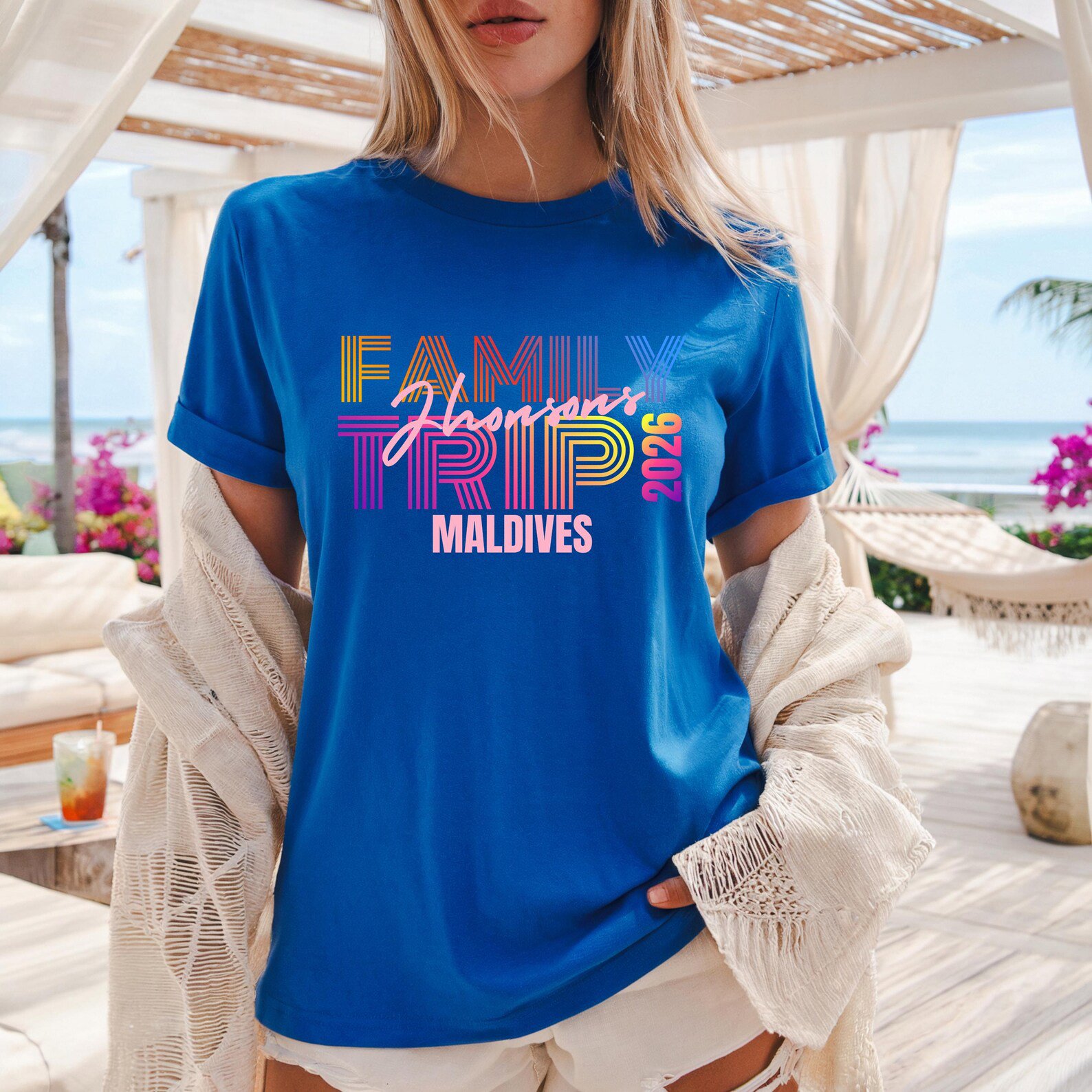 Custom Text and Destination Matching Family Vacation Shirts | Personalized Retro 2026 Trip T-Shirt 11