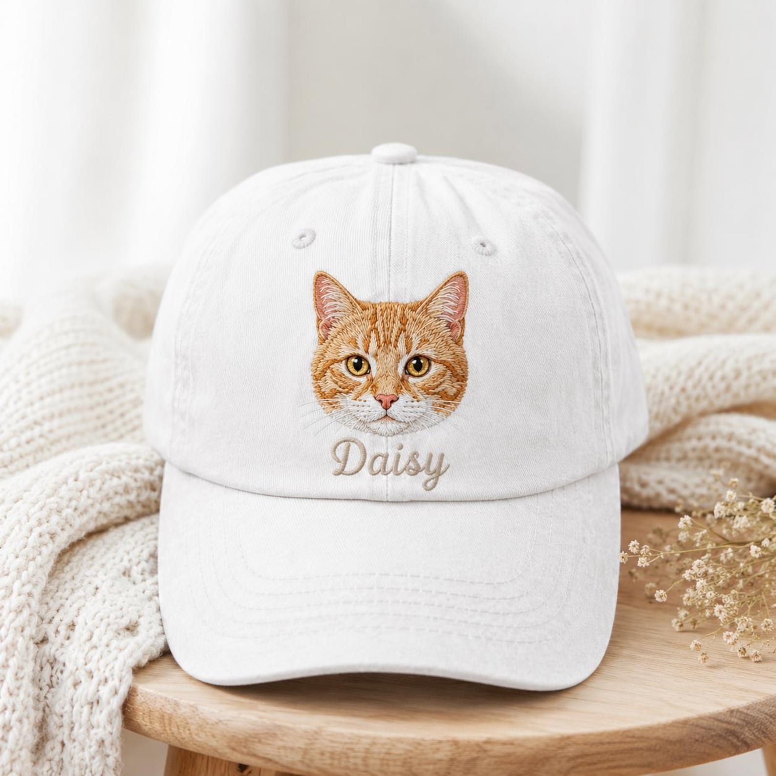 Custom Embroidered Pet Portrait Baseball Cap, Pet Photo Dad Cap, Gift for Pet Lovers, Personalized Dog Cat Hat, Dog Mom Cap, Cat Mom Gift 3