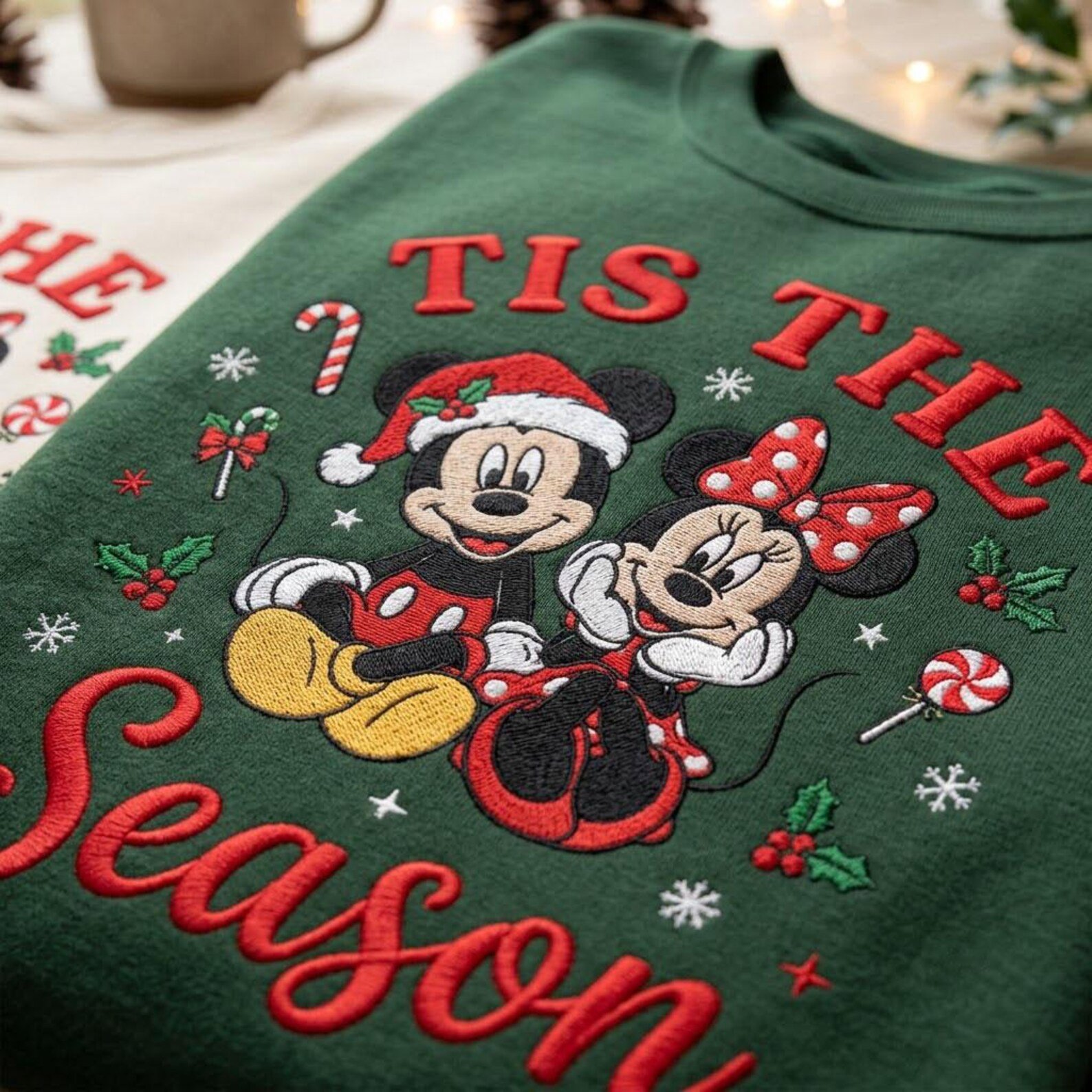 Tis The Season Embroidered Christmas Sweatshirt, Festive Mouse Couple Holiday Crewneck, Cute Matching Christmas Gift 3