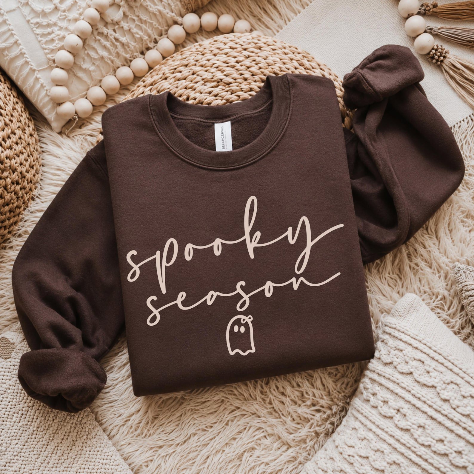 Spooky Season Sweatshirt, Minimalist Ghost Graphic For Boho Halloween Fall Outfit 1