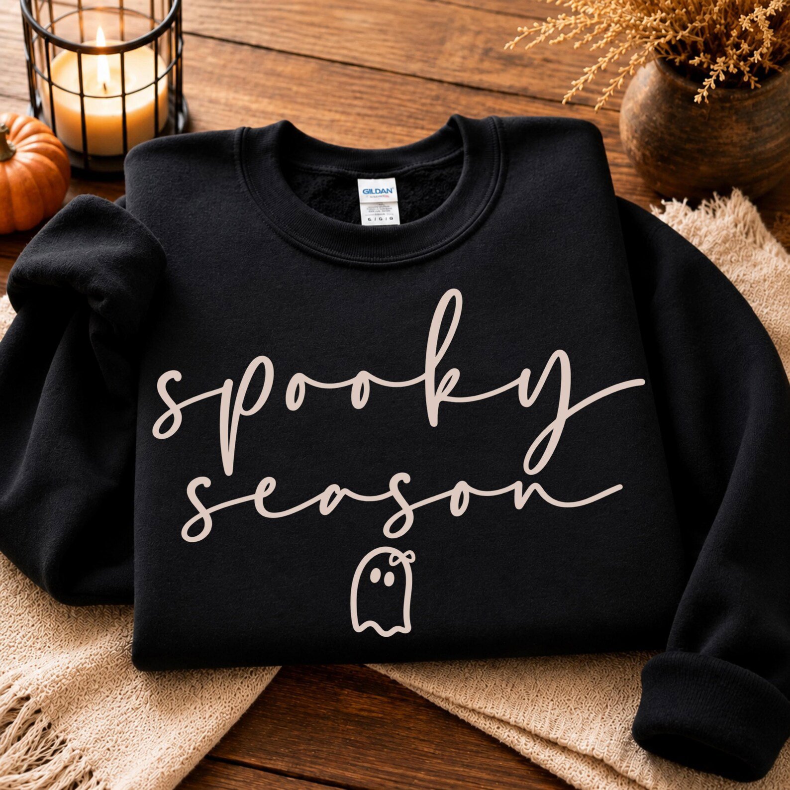 Spooky Season Sweatshirt, Minimalist Ghost Graphic For Boho Halloween Fall Outfit 5