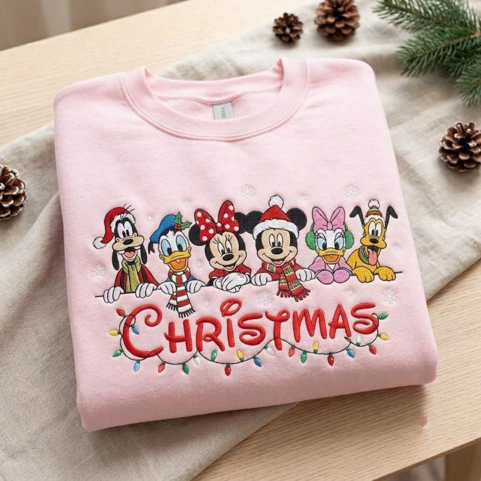 Magical Christmas Embroidered Sweatshirt, Festive Friends Holiday Crewneck, Cute Christmas Character Sweater, Holiday Gift 1
